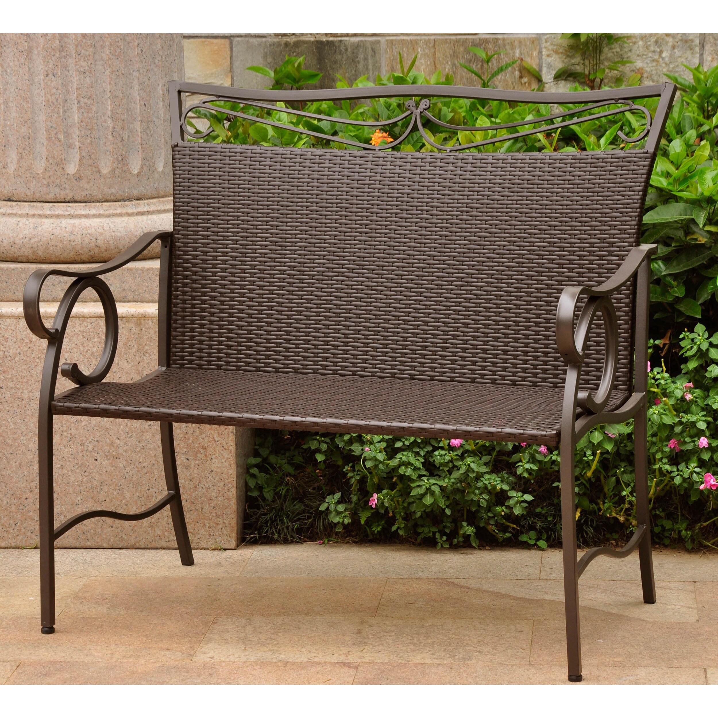 International Caravan Valencia Brown Resin Wicker Loveseat On International Caravan Valencia Brown Resin Wicker Loveseat