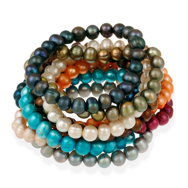 Glitzy Rocks Colored Freshwater Pearl Stretch Bracelet 8 9 Mm Glitzy Rocks Colored Freshwater Pearl Stretch Bracelet 8 9 Mm On Free Shipping Orders Over 45 5221957