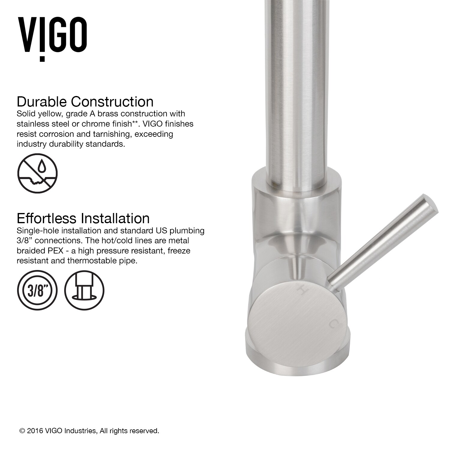 VIGO Zurich Stainless Steel Pull Down Spray Kitchen Faucet Free