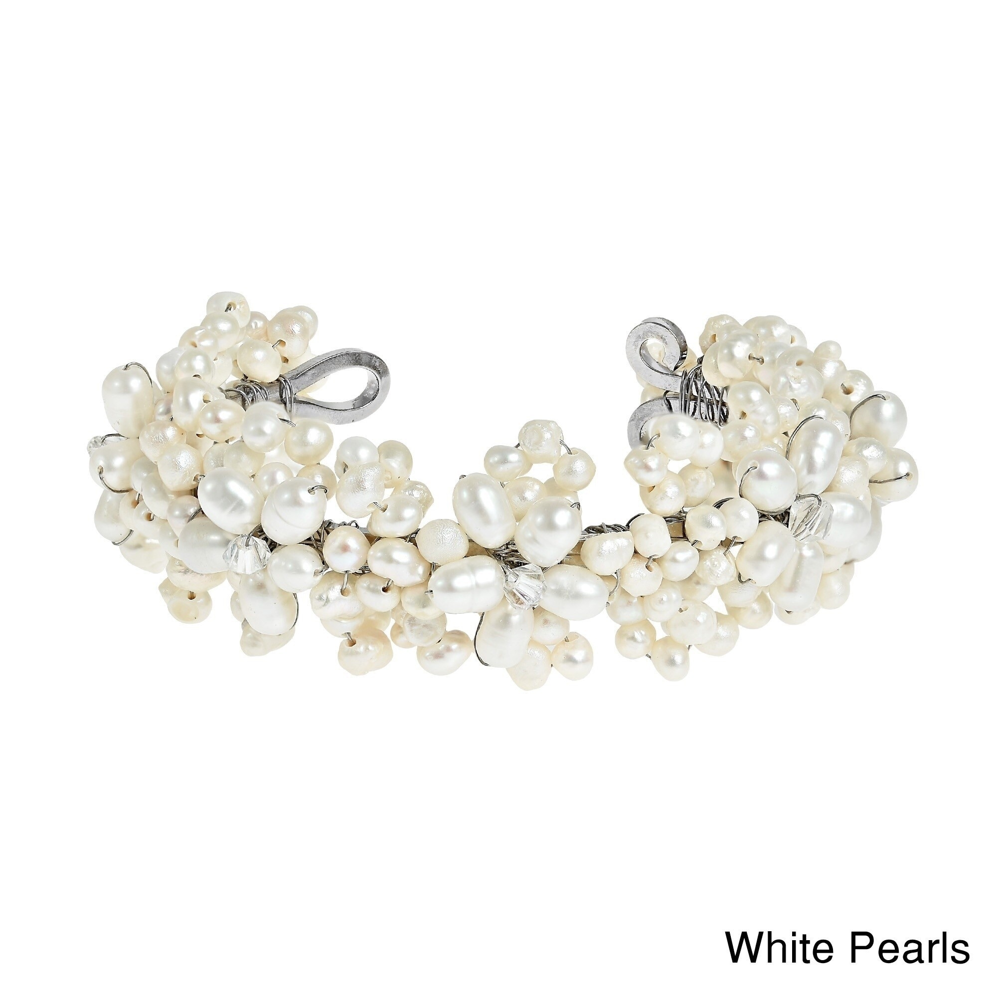 CS-DB Jewelry Silver Flower Design Pearl Chain Charm Pendants Necklaces