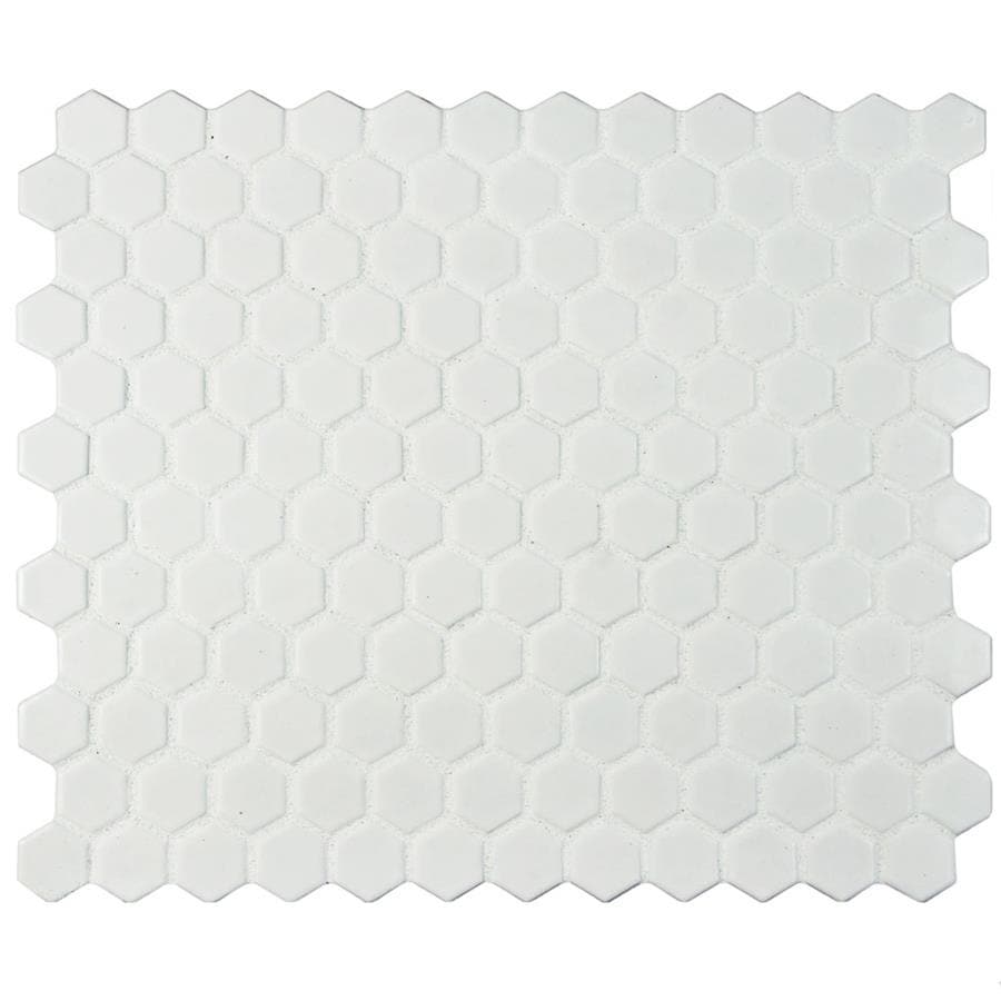 SomerTile 10 25x11 75-inch Victorian Hex Matte White Porcelain Mosaic Floor and Wall Tile (10 tiles/8 56 sqft )