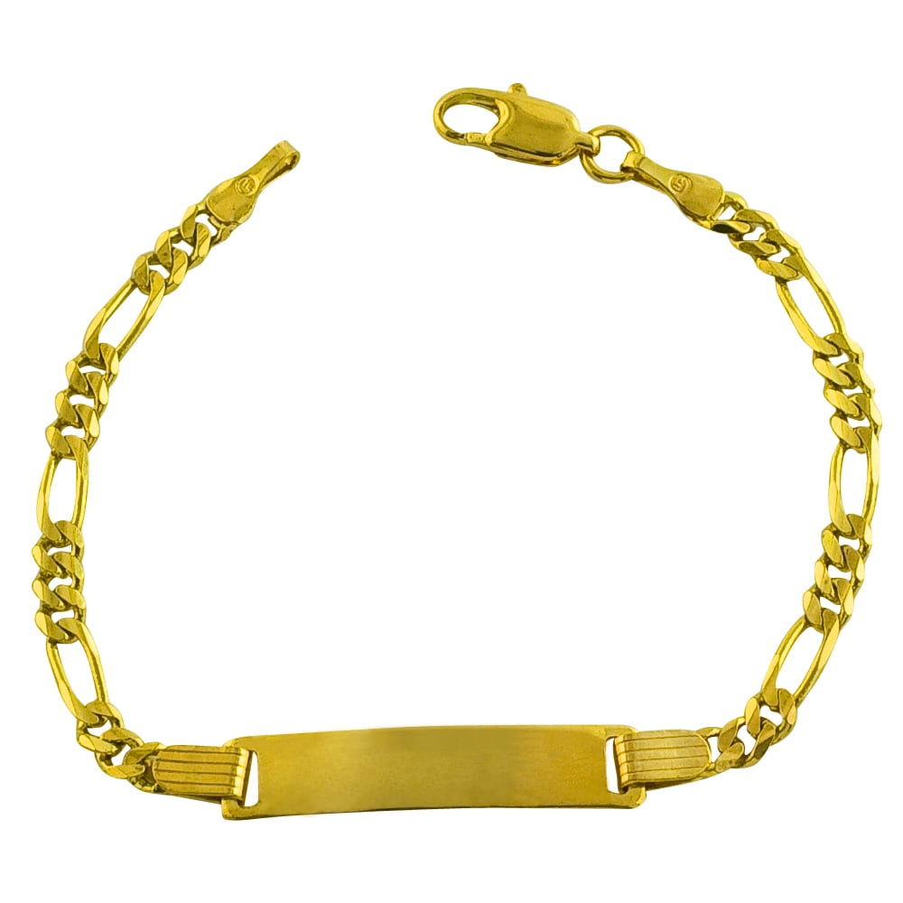 Fremada 14k Yellow Gold Concave Figaro Baby Id Bracelet On Fremada 14k Yellow Gold Concave Figaro Baby Id Bracelet On Free Shipping Today 6045025