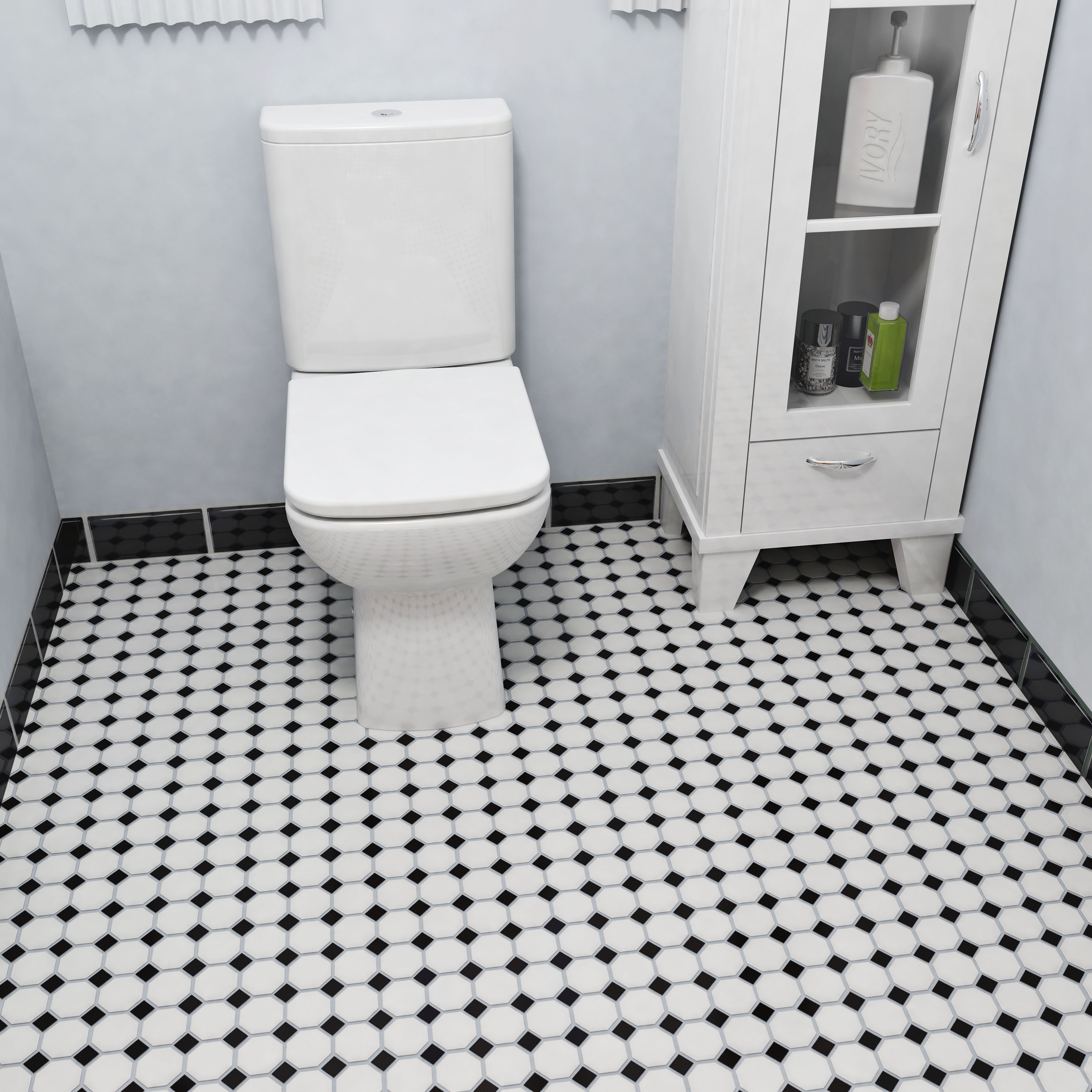 Somertile 11 5x11 5 Inch Victorian Octagon White And Black Somertile 11 5x11 5 Inch Victorian Octagon White And Black Porcelain Mosaic Floor Wall Tile 10 Tiles 9 2 Sqft