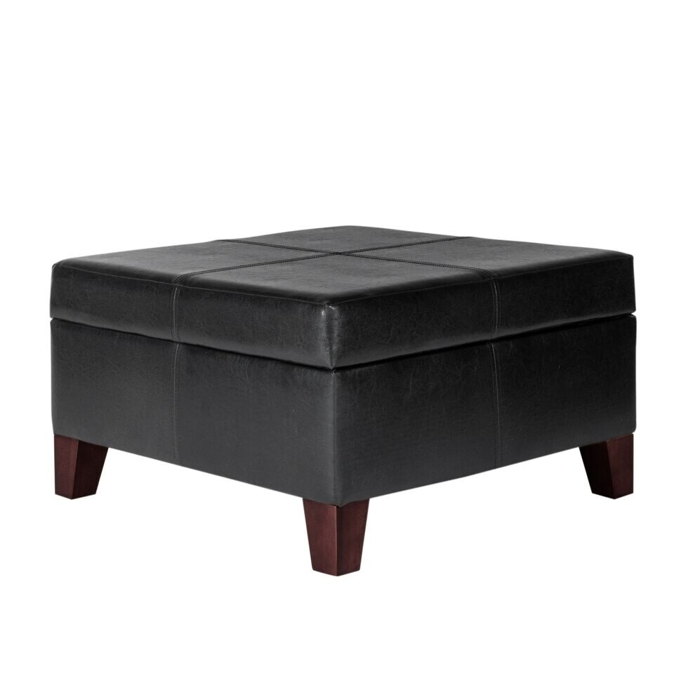 Silver Orchid Brenon Black Faux Leather Storage Ottoman On Silver Orchid Brenon Black Faux Leather Storage Ottoman On Free Shipping Today 6084880