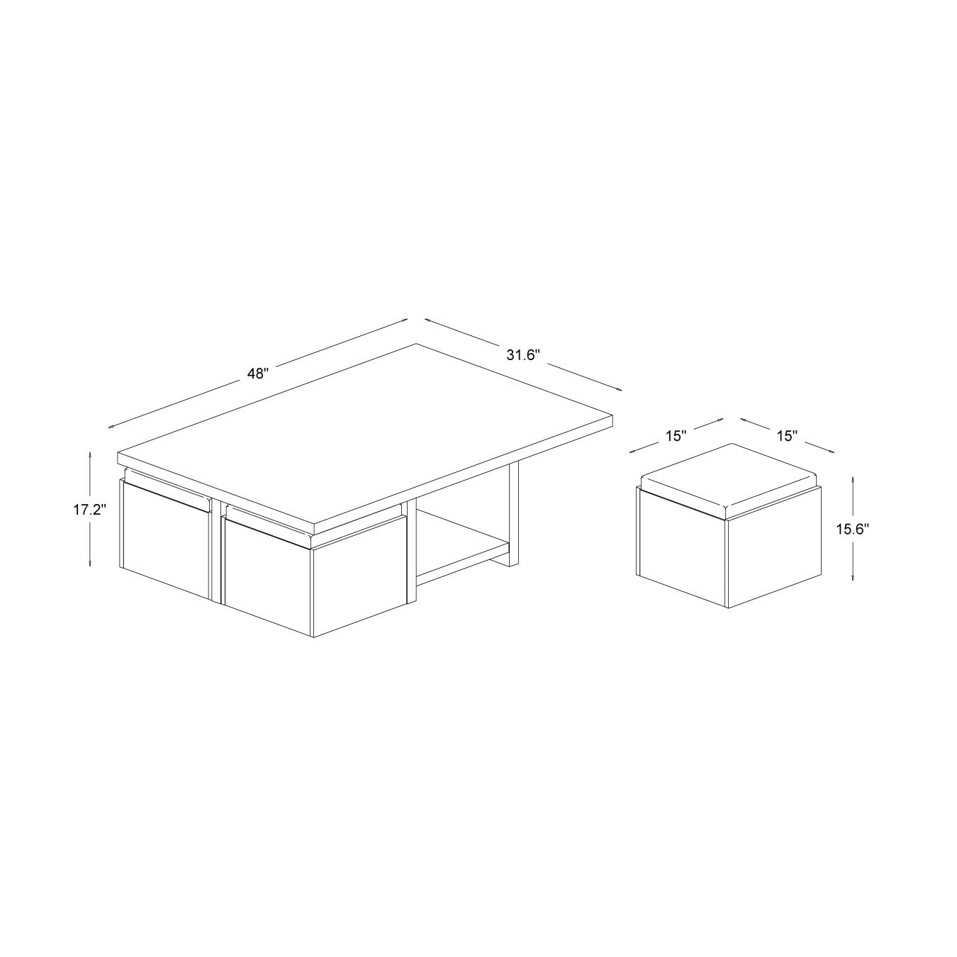 Baxton Studio Prescott Modern Table With Nesting Stool Storage Baxton Studio Prescott Modern Table With Nesting Stool Storage Set Free Shipping Today 6162023