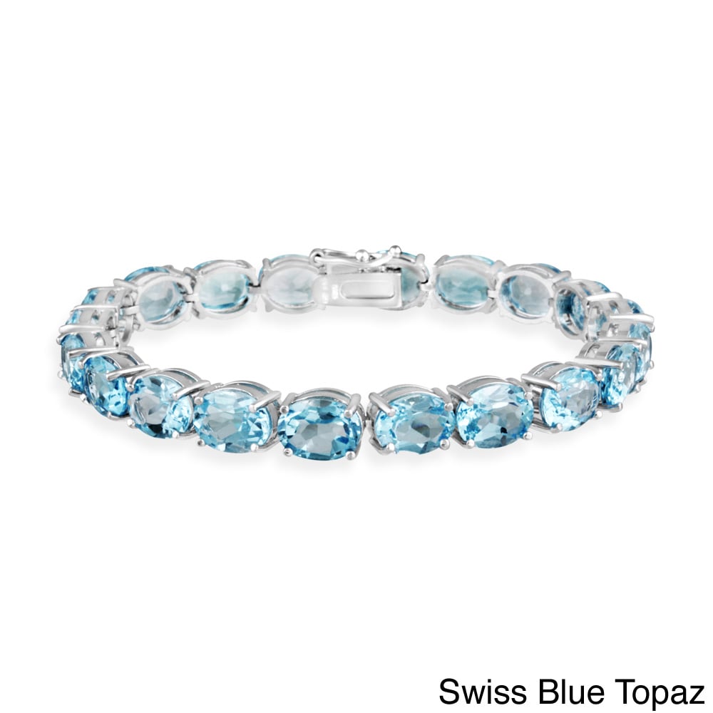 Glitzy Rocks Sterling Silver 44 Ctw Blue Topaz Bracelet On Glitzy Rocks Sterling Silver 44 Ctw Blue Topaz Bracelet On Free Shipping Today 6173231