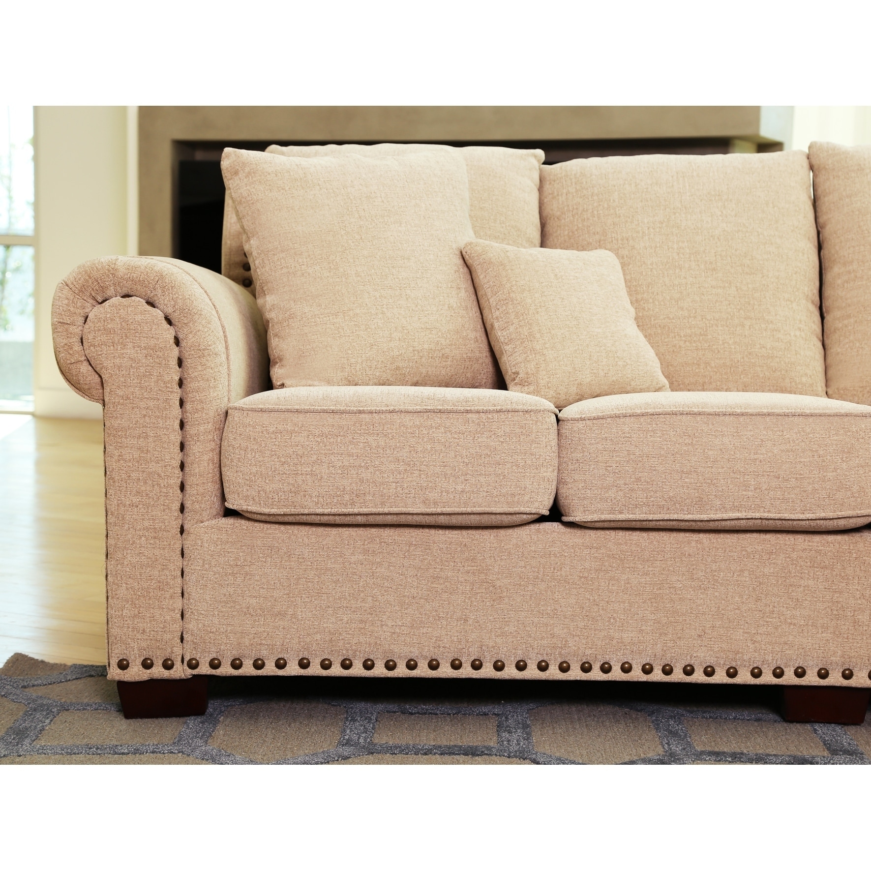 Abbyson Santa Barbara Beige Fabric Sectional On Free Abbyson Santa Barbara Beige Fabric Sectional On Free Shipping Today 6315945