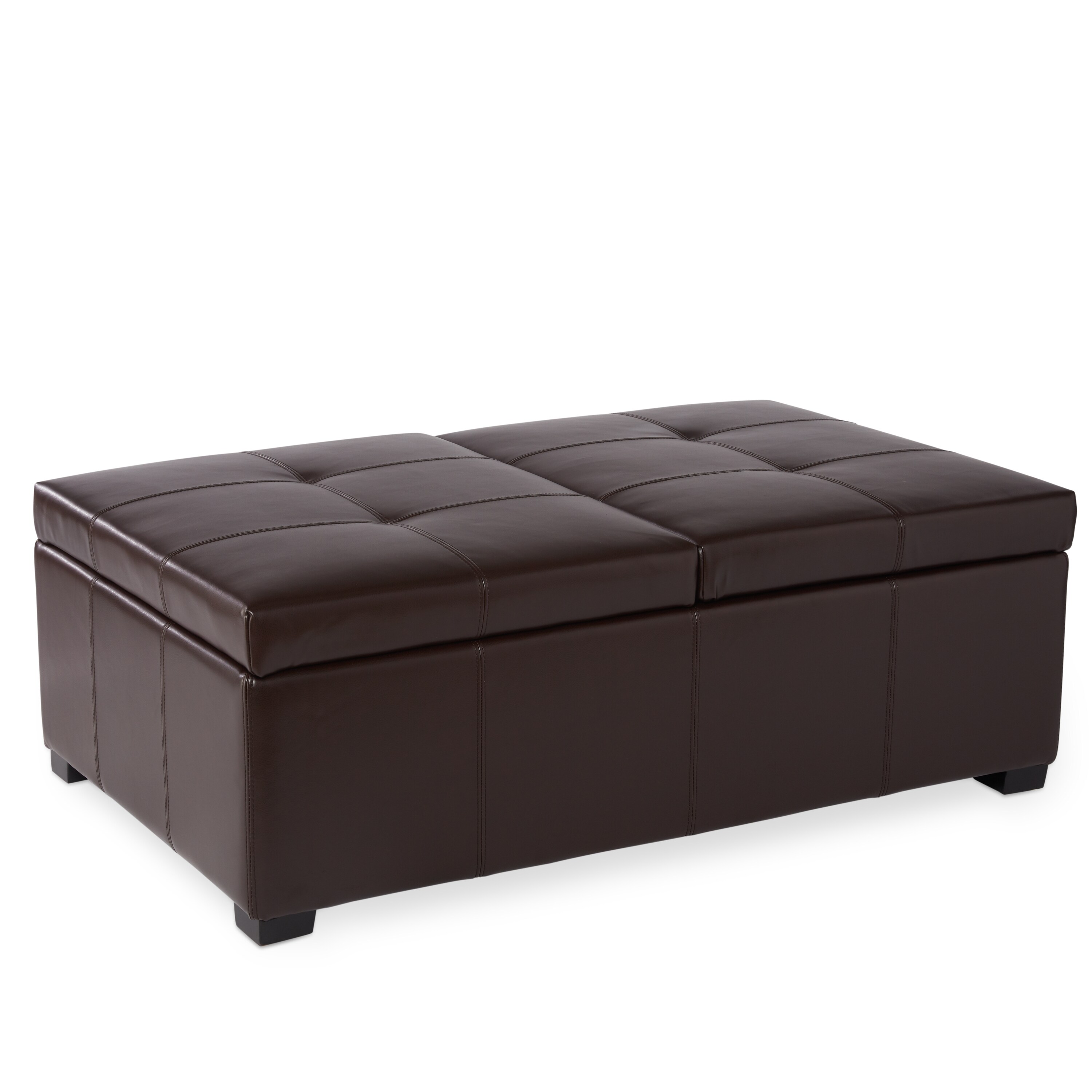 Abbyson Frankfurt Dark Brown Leather Double Flip Top Storage Abbyson Frankfurt Dark Brown Leather Double Flip Top Storage Ottoman On Free Shipping Today 6335502