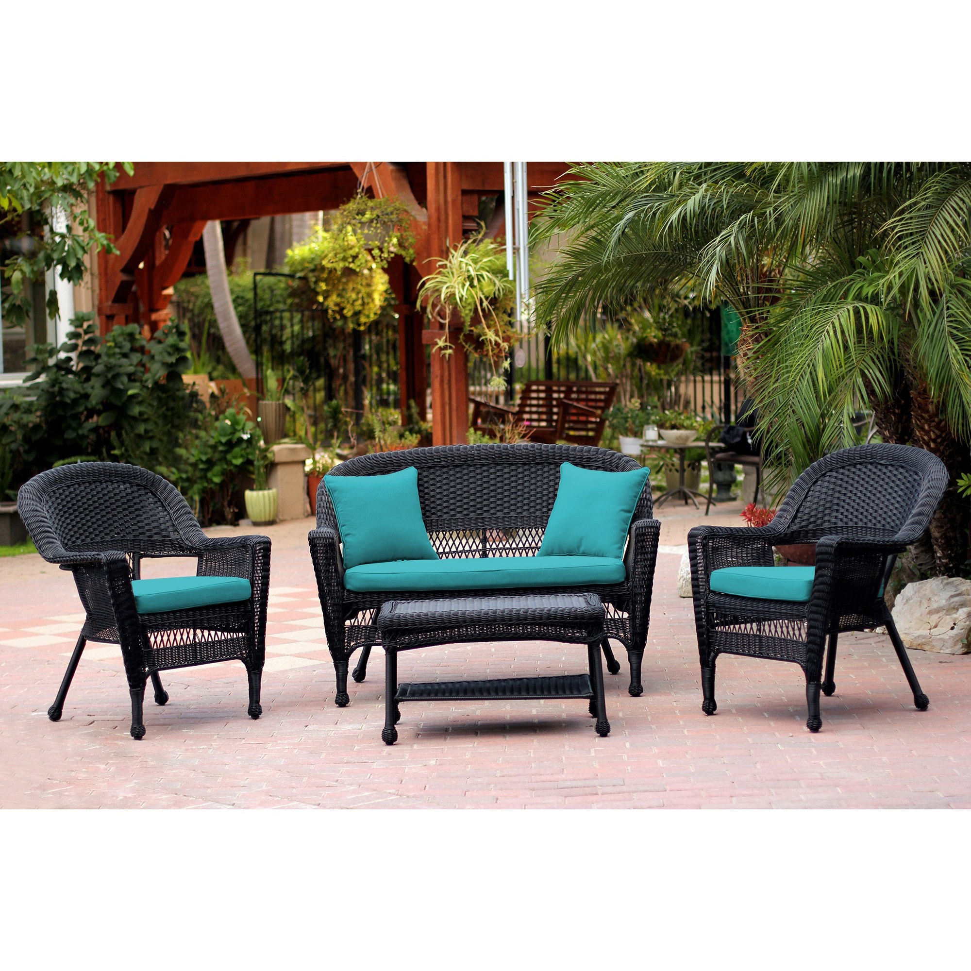 Black Wicker 4 Piece Patio Conversation Set Free Shipping Black Wicker 4 Piece Patio Conversation Set Free Shipping Today 6393955