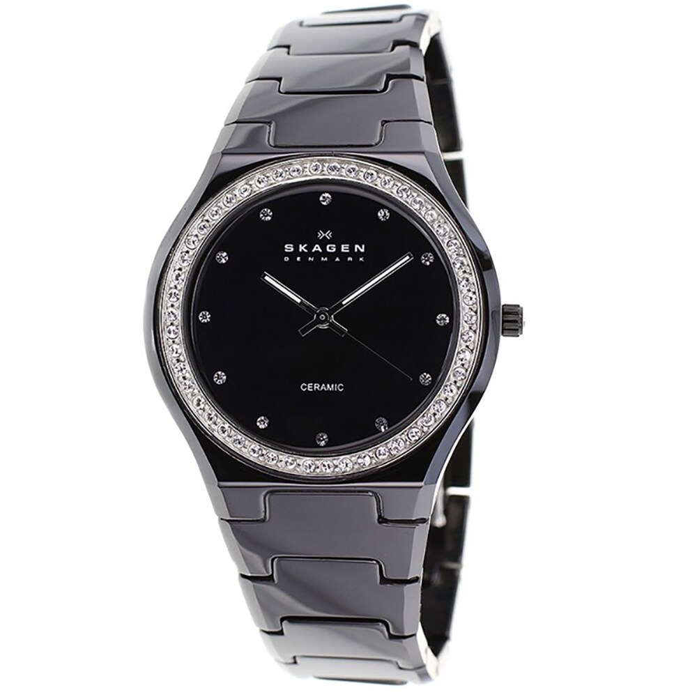 Shop Skagen Women's Black Ceramic Crystal Watch - Free Shipping Today -  Overstock.com - 6420241