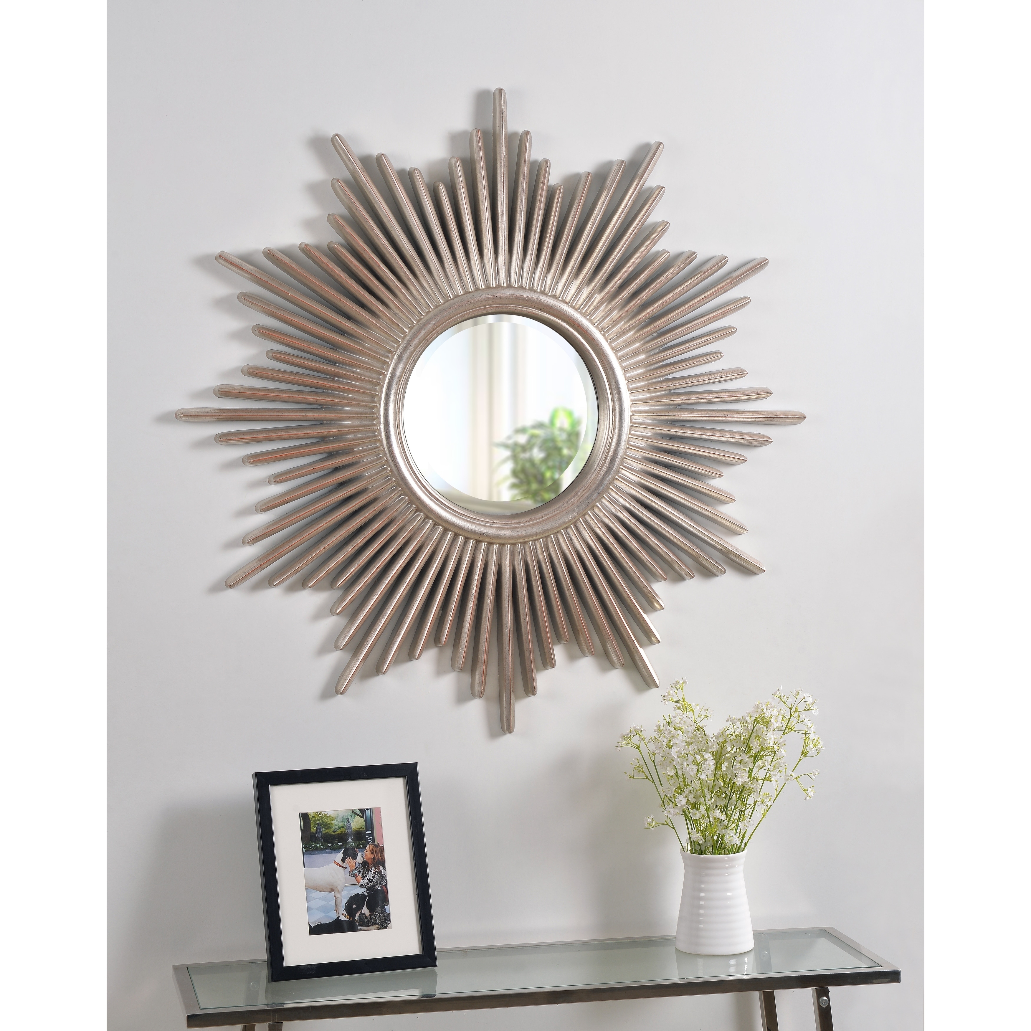 Artemis 36 Inch Antique Silver Sunburst Wall Mirror Free Artemis 36 Inch Antique Silver Sunburst Wall Mirror