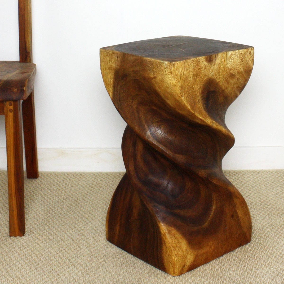 Handmade Triple Twist Stool 12 X 22 Monkey Pod Wood Thailand Handmade Triple Twist Stool 12 X 22 Monkey Pod Wood Thailand On Free Shipping Today 6626341