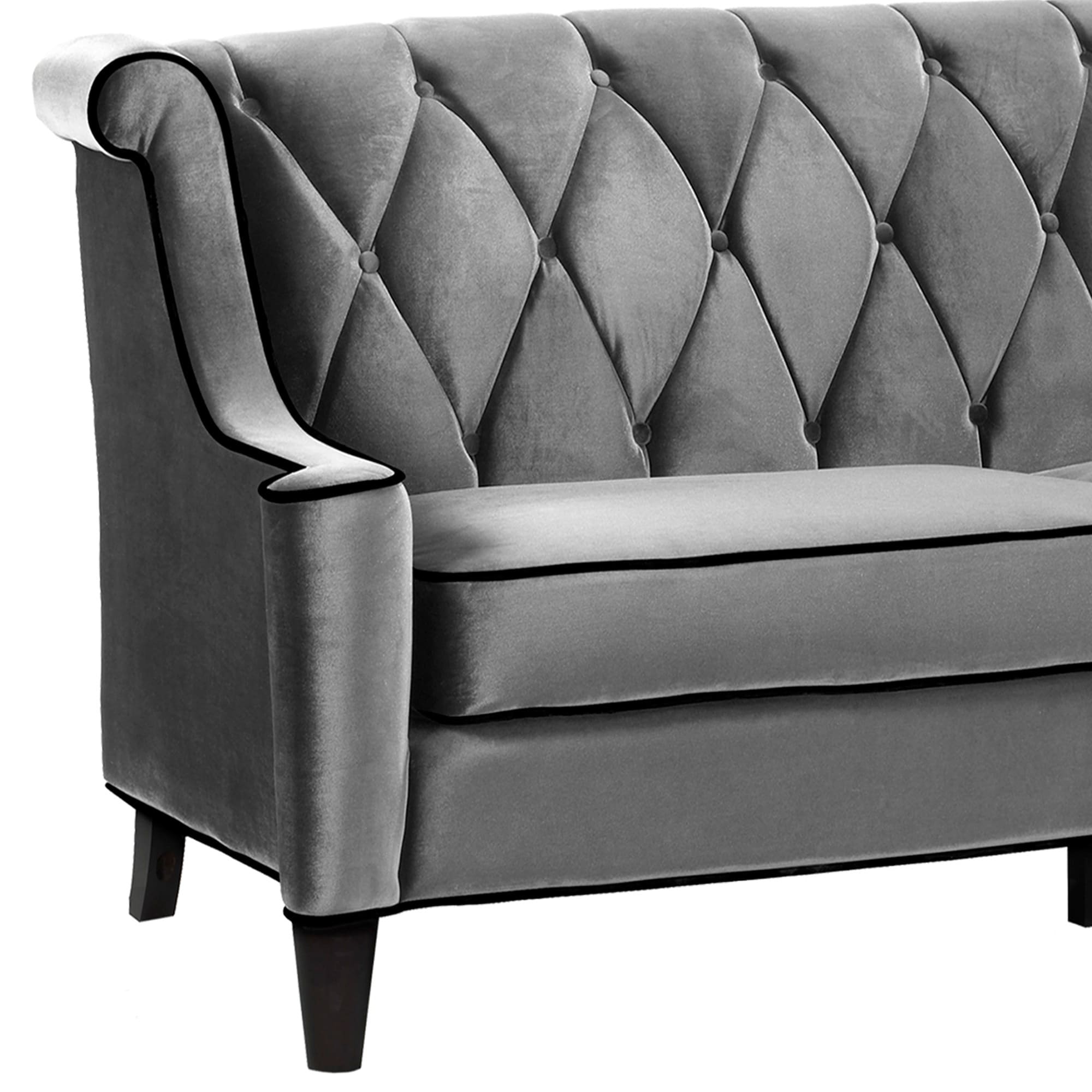 Barrister Grey Velvet Sofa 1025theparty Armen Living Barrister Modern Grey Velvet Sofa Free Shipping Today