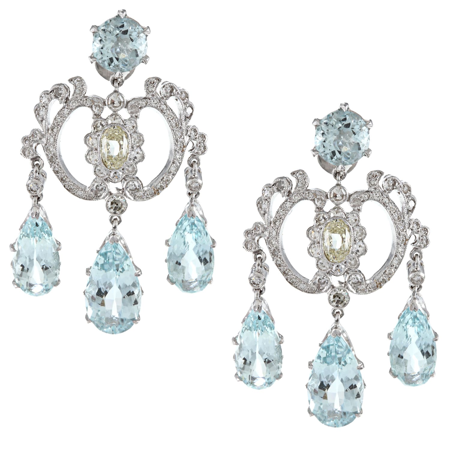 Pre Owned 18k White Gold 2ct Tdw Aquamarine Chandelier Earrings Pre Owned 18k White Gold 2ct Tdw Aquamarine Chandelier Earrings M N Si1 Si2 On Free Shipping Today 6661103