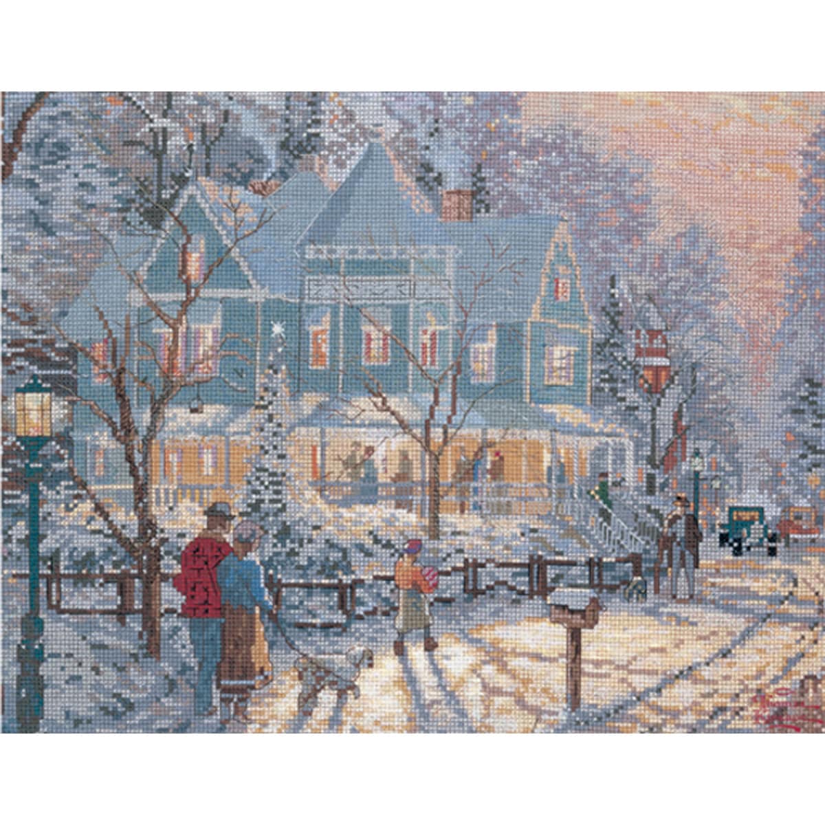 Thomas Kinkade Holiday Gathering Counted Cross Stitch Kit 14 X11 14 Count Overstock 6754510