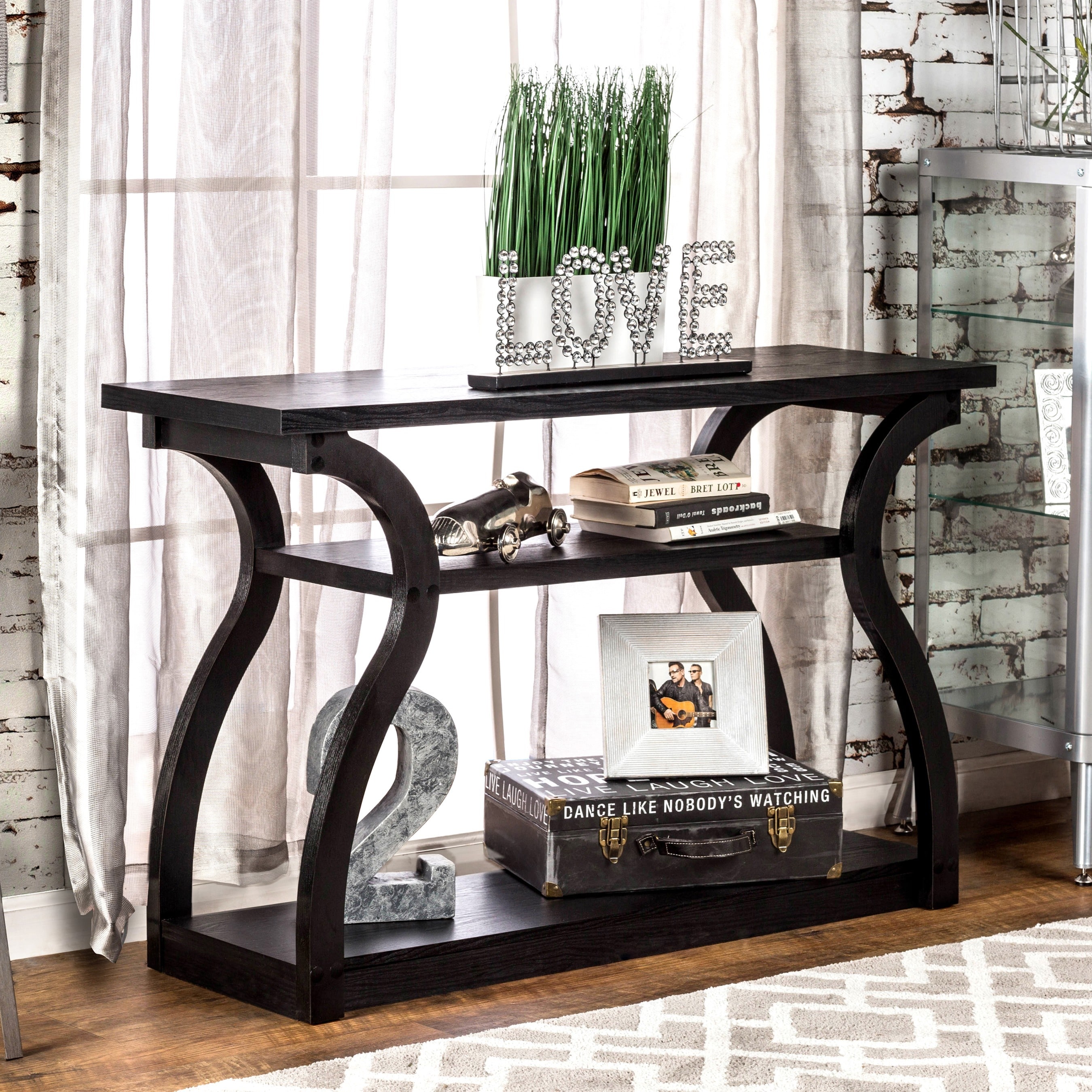 Sara Modern Black 2 Shelf Console Table By Foa On Free Sara Modern Black 2 Shelf Console Table By Foa Furniture Of America