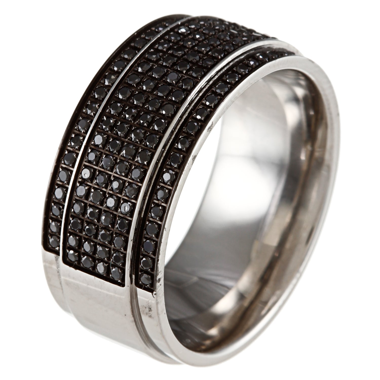 shop stainless steel men s 1 2ct tdw black diamond wedding band
