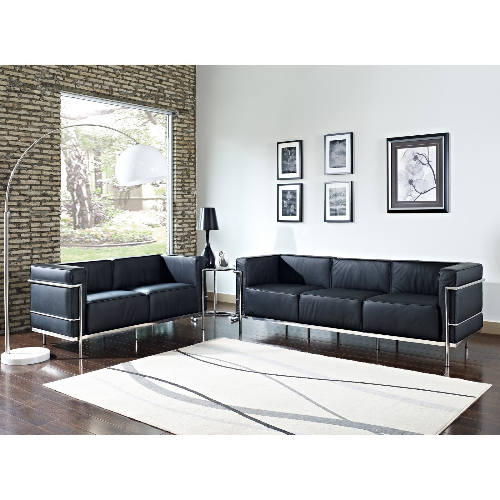 Shop Le Corbusier Style Lc3 Black Leather Loveseat And Sofa With