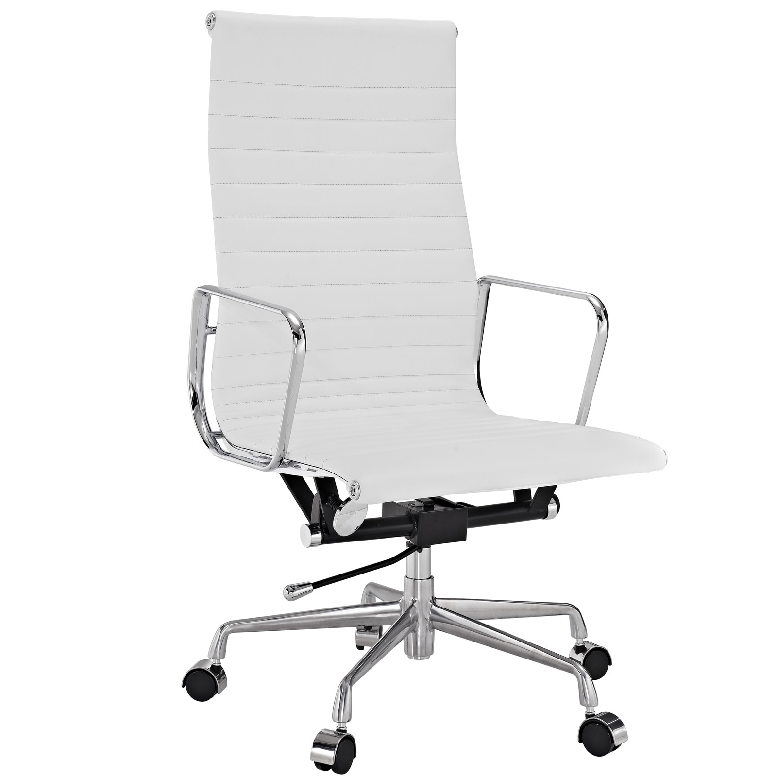 White Genuine Leather Ribbed High Back Office Chair On White Genuine Leather Ribbed High Back Office Chair On Free Shipping Today 7191402