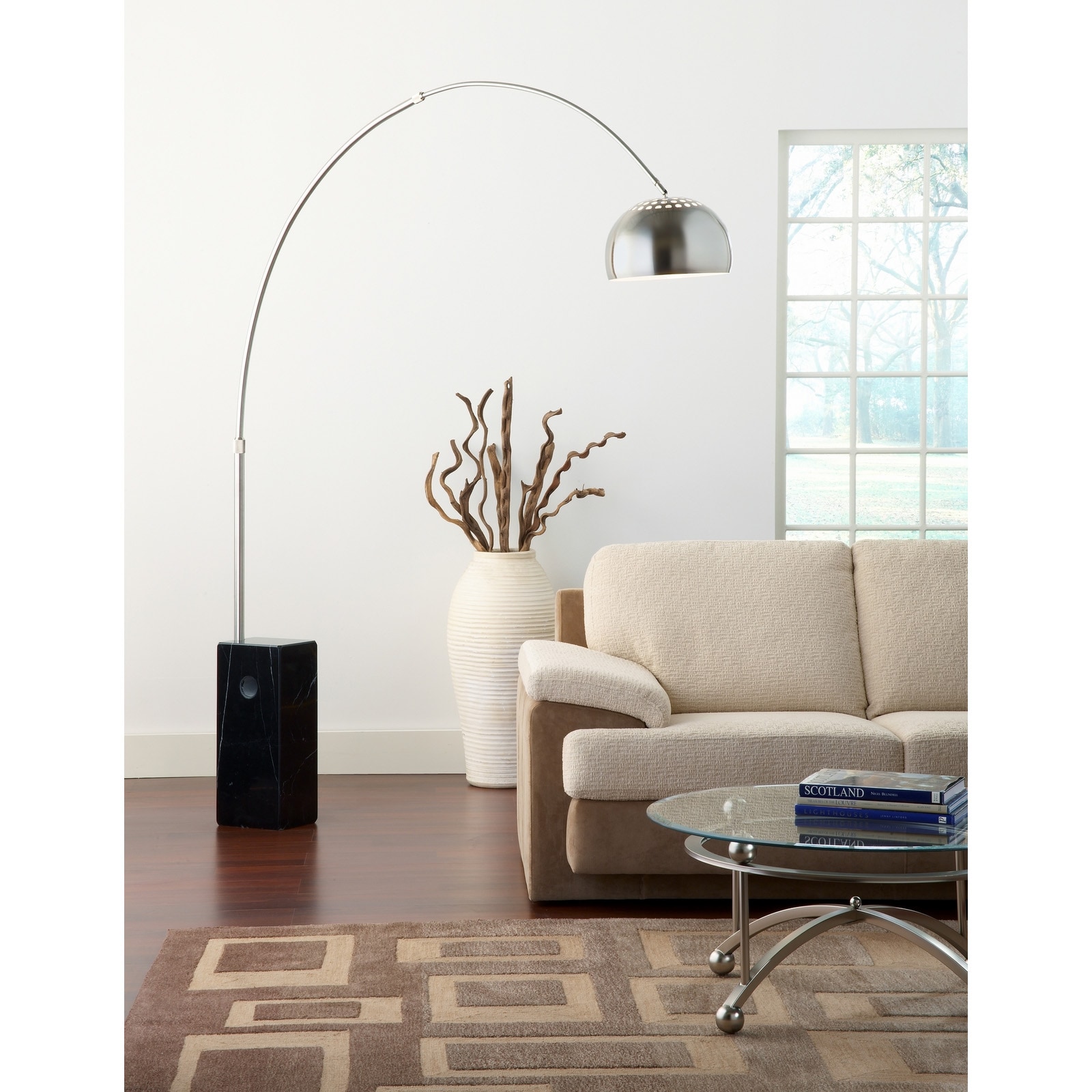 Arco Style Lamp with Black Cube Marble Base - Free Shipping Today ... Arco Style Lamp with Black Cube Marble Base - Free Shipping Today ...