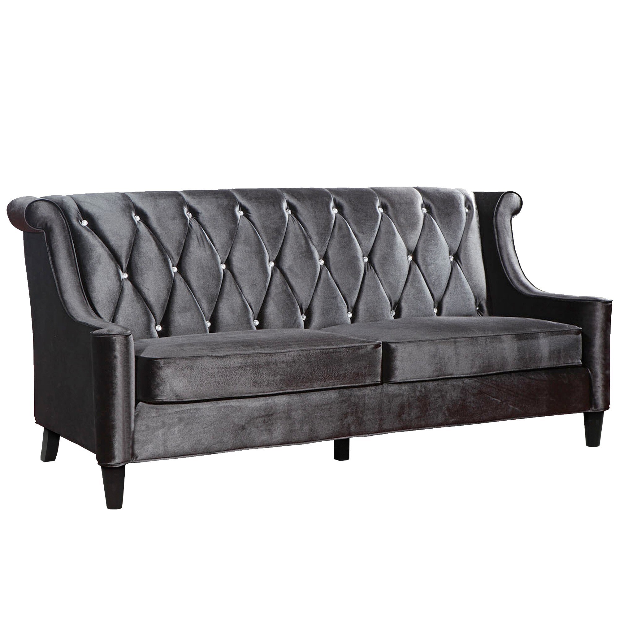 Armen Living Barrister Modern Black Velvet Sofa With Crystal Ons Armen Living Barrister Modern Black Velvet Sofa With Crystal Ons Free Shipping Today 14696134