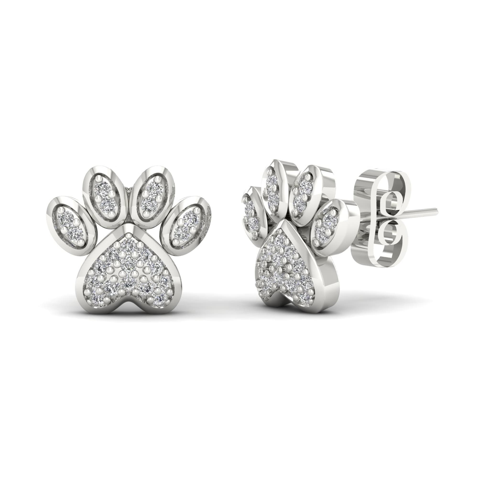 De Couer 10k White Gold 1 10ct Tdw Diamond Dog Paw Print Earrings De Couer 10k White Gold 1 10ct Tdw Diamond Dog Paw Print Earrings H I Free Shipping Today 14731909