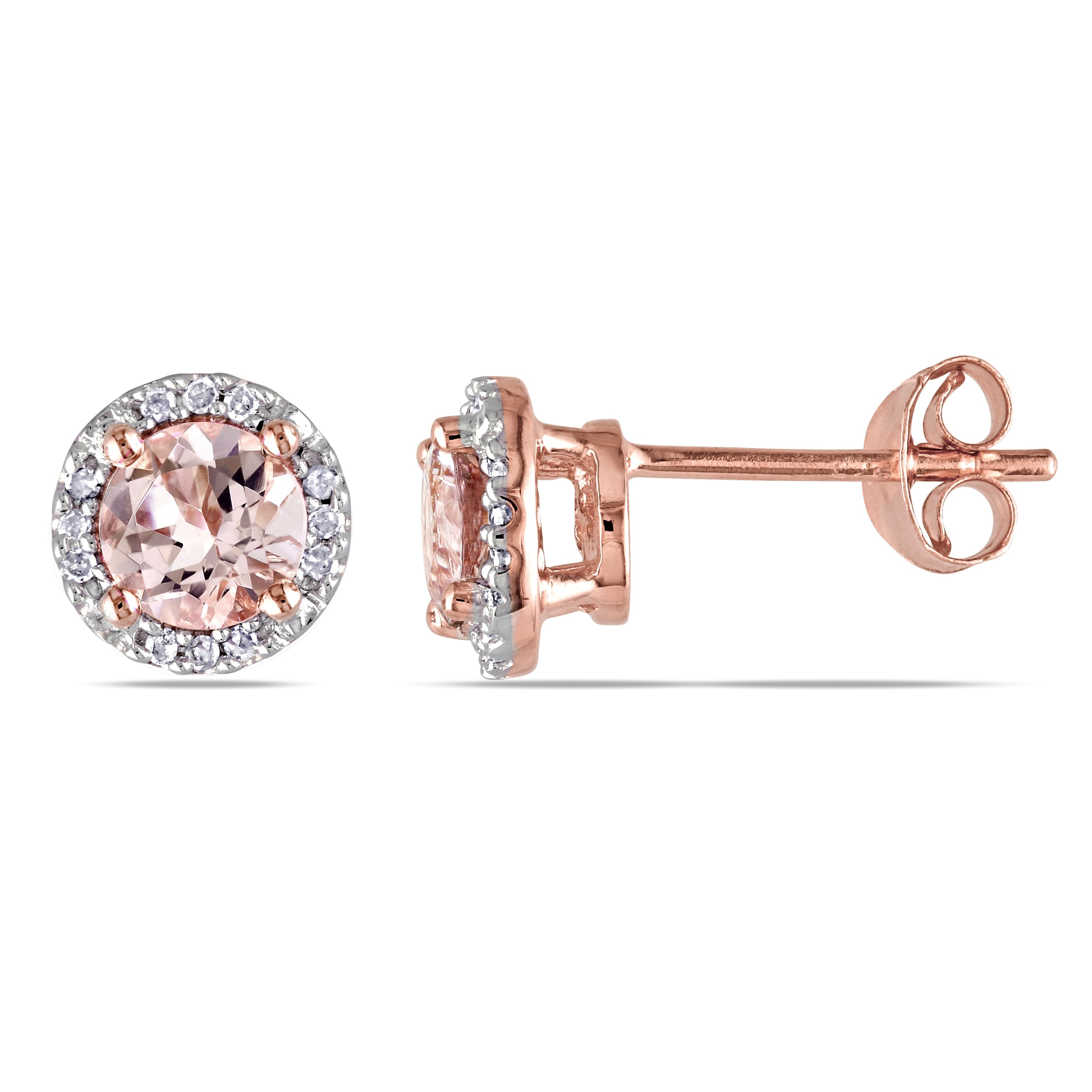 Miadora Rose Goldplated Sterling Silver Morganite And Diamond Accent Miadora Rose Goldplated Sterling Silver Morganite And Diamond Accent Halo Stud Earrings Free Shipping Today 14734754