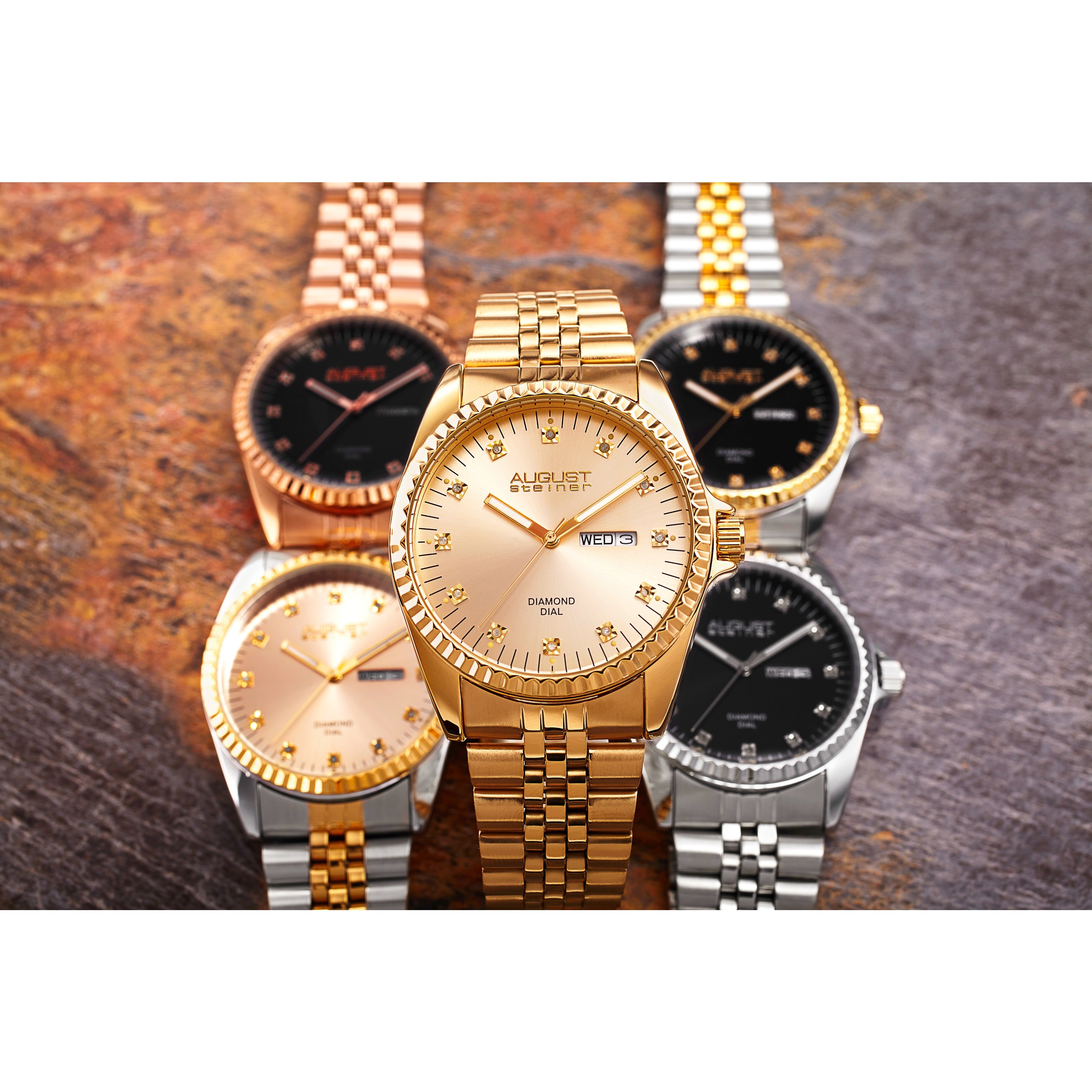 August Steiner Men S Diamond Watch With Stainless Steel August Steiner Men S Diamond Watch With Stainless Steel Bracelet On Free Shipping Today 7258539