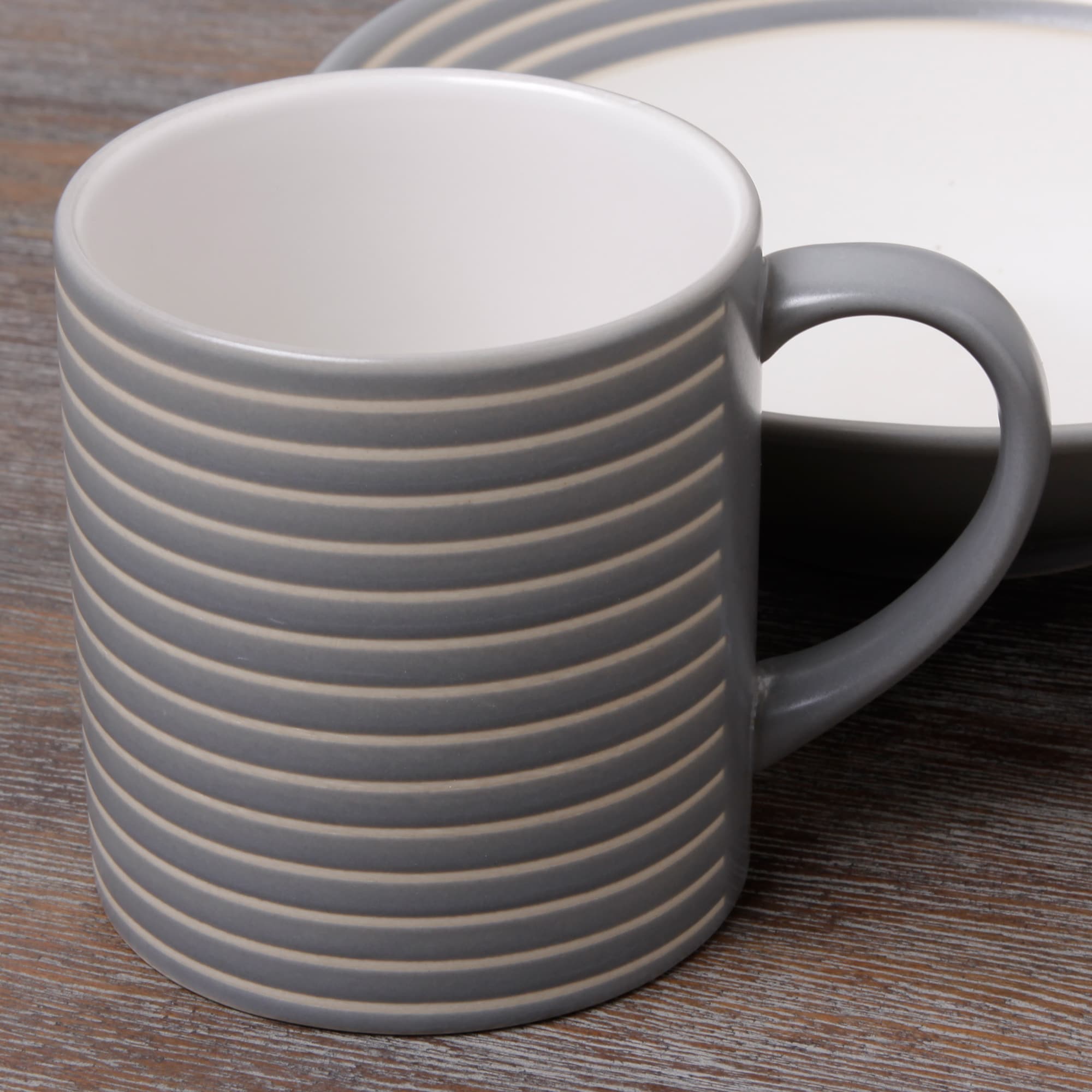 Shop Denby Intro Stripe Grey 16-piece Dinnerware Set - Free Shipping ... Shop Denby Intro Stripe Grey 16-piece Dinnerware Set - Free Shipping ...