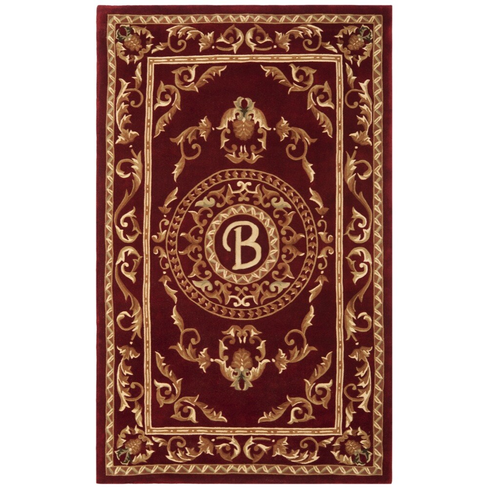 Shop Safavieh Handmade Monogram B Red New Zealand Wool Rug On Sale