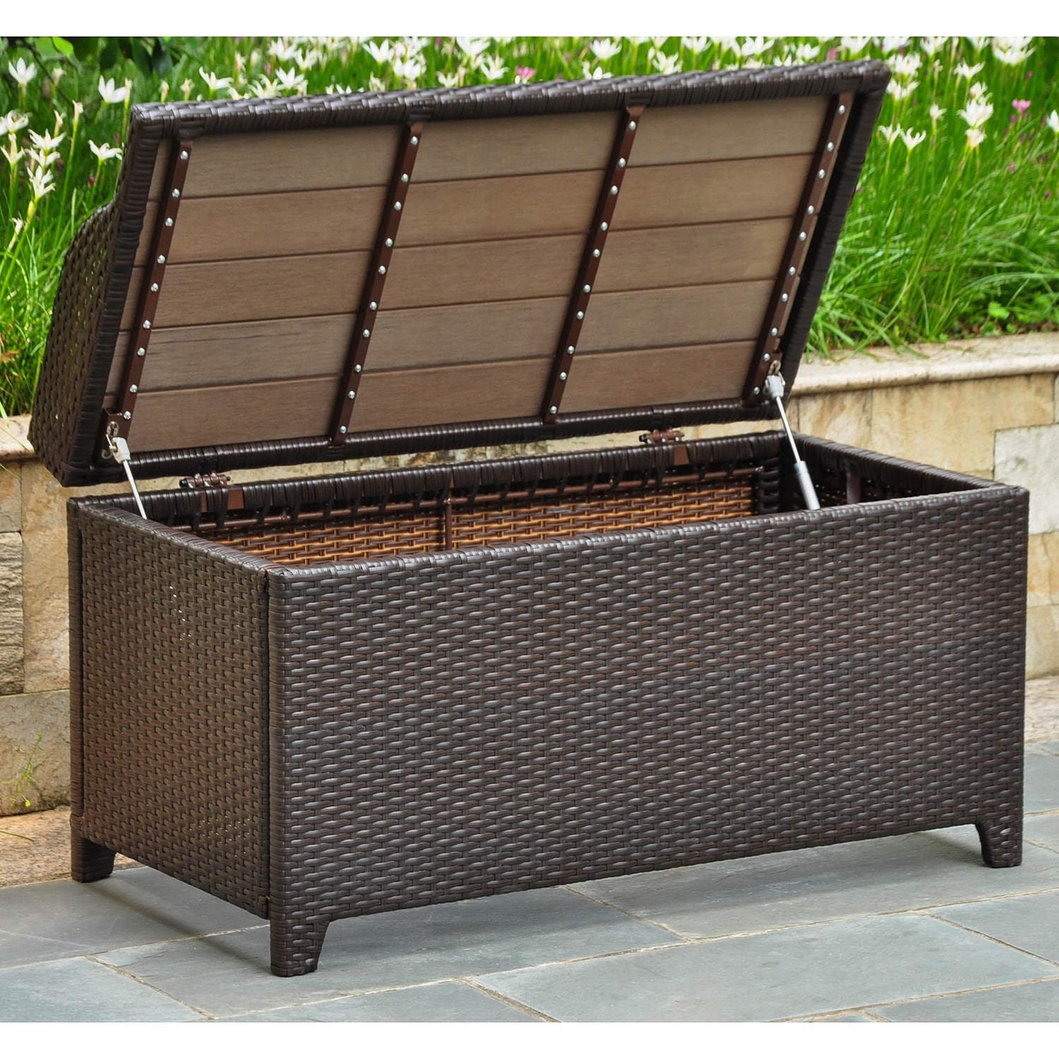 International Caravan Barcelona Resin Wicker Aluminum Outdoor International Caravan Barcelona Resin Wicker Aluminum Outdoor Storage Bench Free Shipping Today 14790392