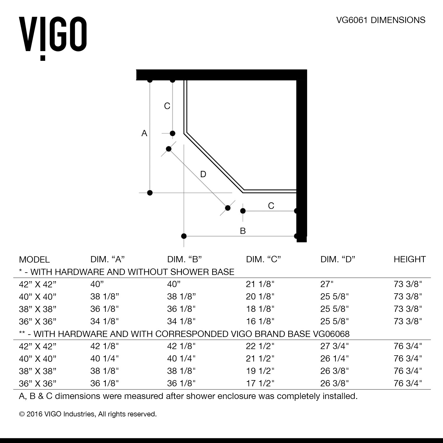 Vigo 40 X Frameless Neo Angle 3 8 Inch Clear Shower Vigo 40 X Frameless Neo Angle 3 8 Inch Clear Shower Enclosure With Low Profile Base Free Shipping Today 7330754
