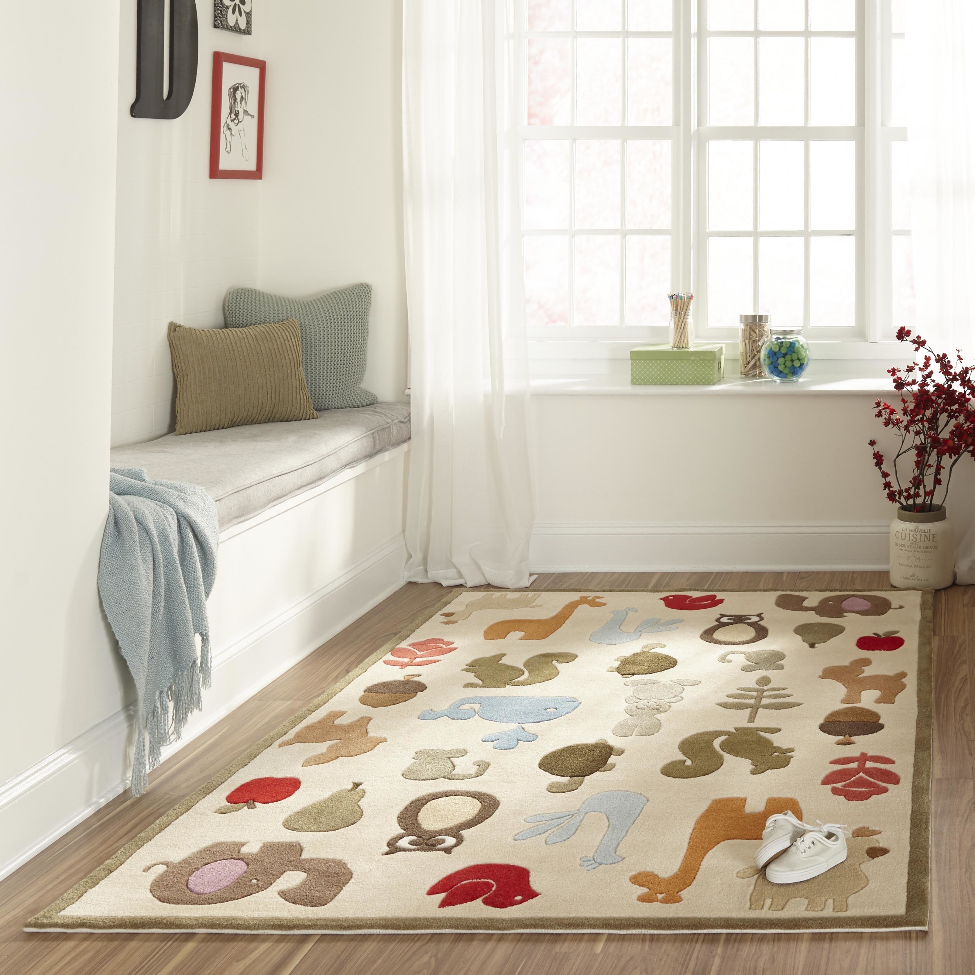 Momeni Lil Mo Whimsy Ivory Critter Hand Tufted And Carved Rug Momeni Lil Mo Whimsy Ivory Critter Hand Tufted And Carved Rug 2