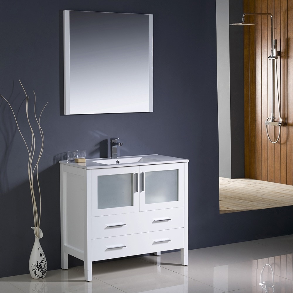 Fresca Torino 36 Inch White Modern Bathroom Vanity With Fresca Torino 36 Inch White Modern Bathroom Vanity With Undermount Sink Free Shipping Today 7456512