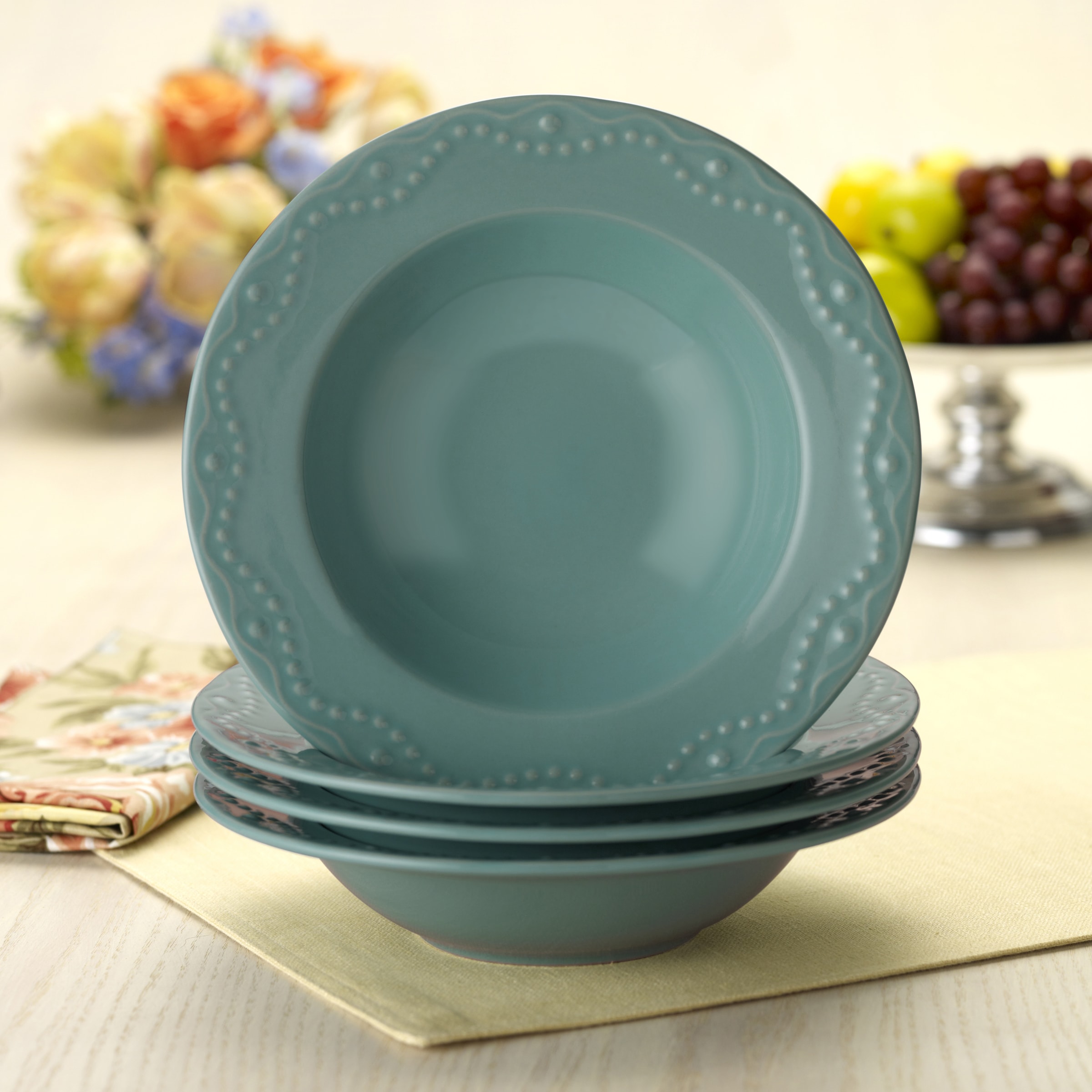 Shop Paula Deen Whitaker Aqua 9-inch Soup Bowls (Set of 4) - Free ... Shop Paula Deen Whitaker Aqua 9-inch Soup Bowls (Set of 4) - Free ...