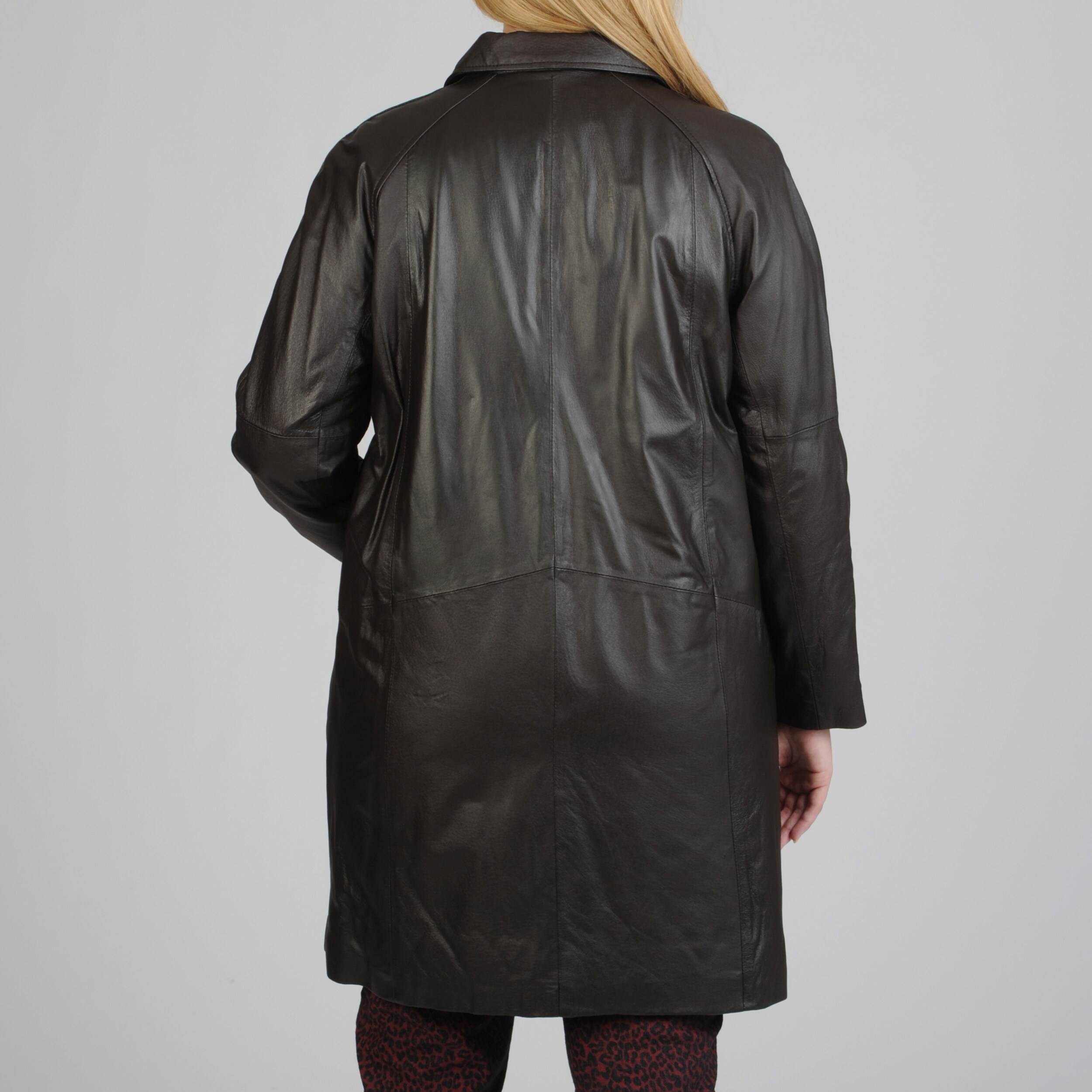 Excelled Women S Plus Size Leather Swing Coat