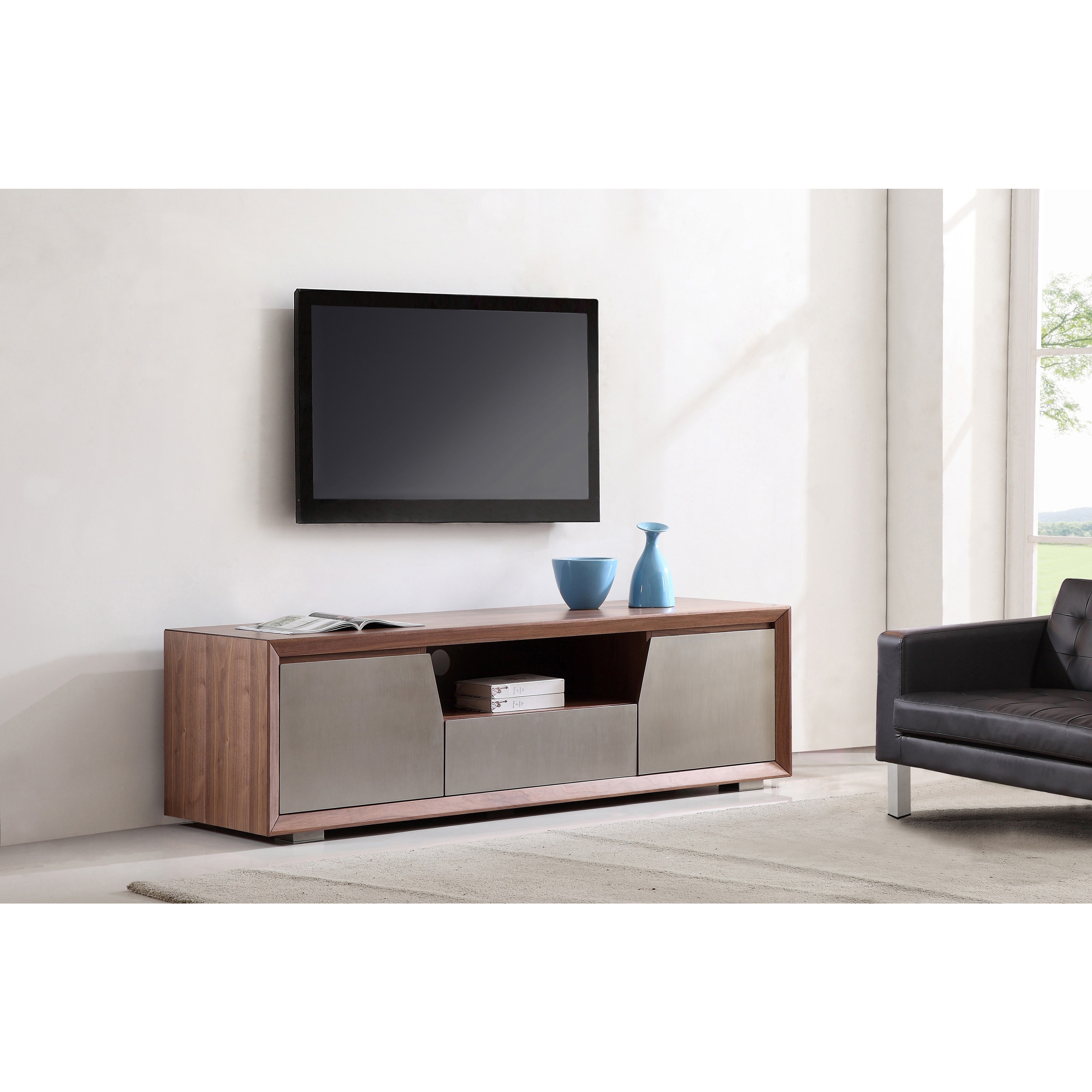 Element Light Walnut Stainless Steel Tv Stand On Free Element Light Walnut Stainless Steel Tv Stand On Free Shipping Today 7524406