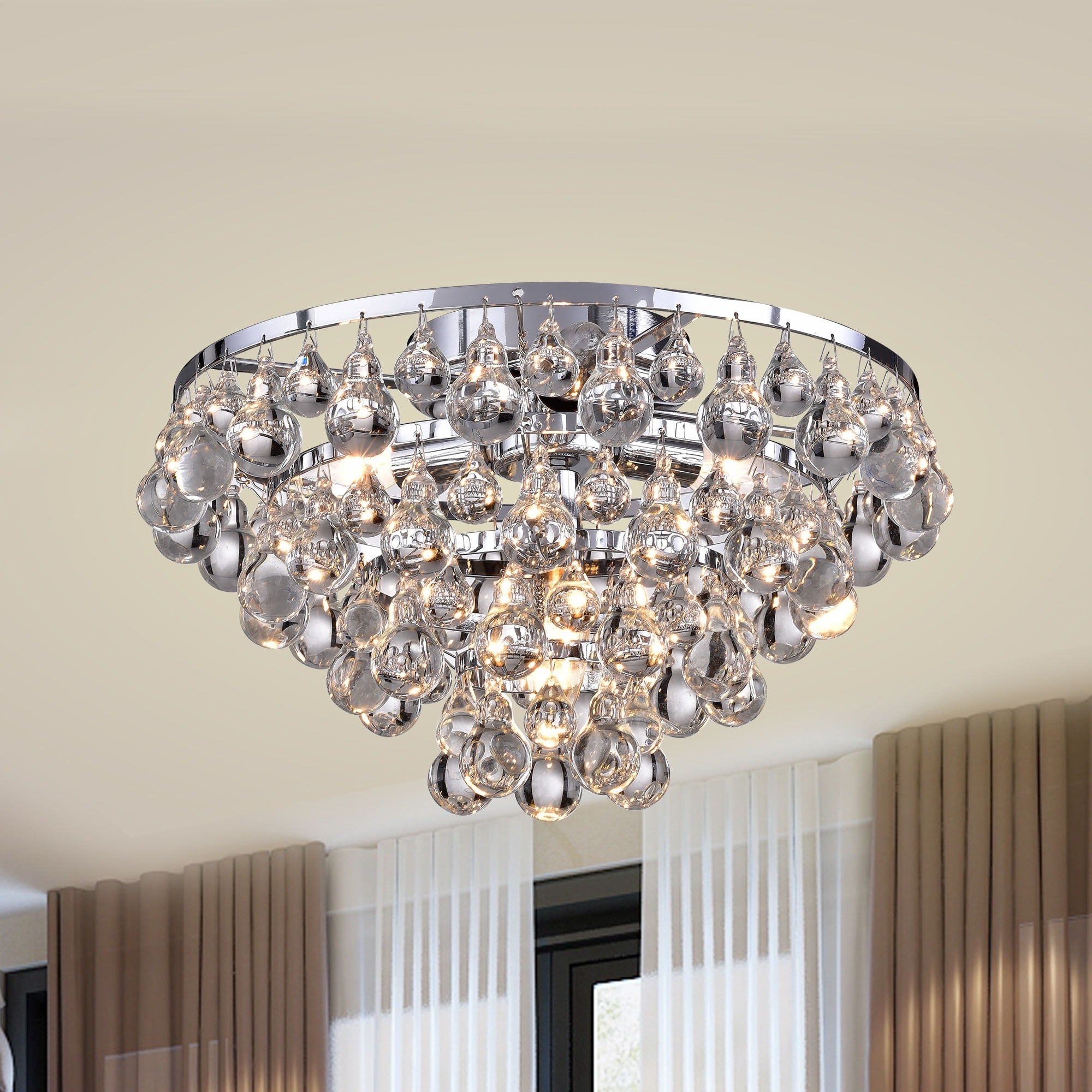 Tranquil Crystal Bubble And Chrome Flush Mount Chandelier Tranquil Crystal Bubble And Chrome Flush Mount Chandelier Free Shipping Today 7538664