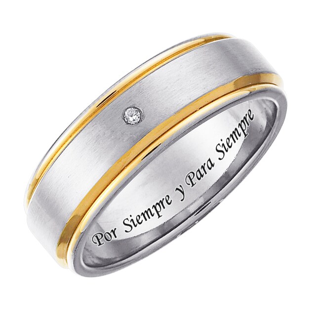 Two Tone Anium Men S Diamond Accent Por Siempre Y Para Two Tone Anium Men S Diamond Accent Por Siempre Y Para Band Free Shipping Today 7542209