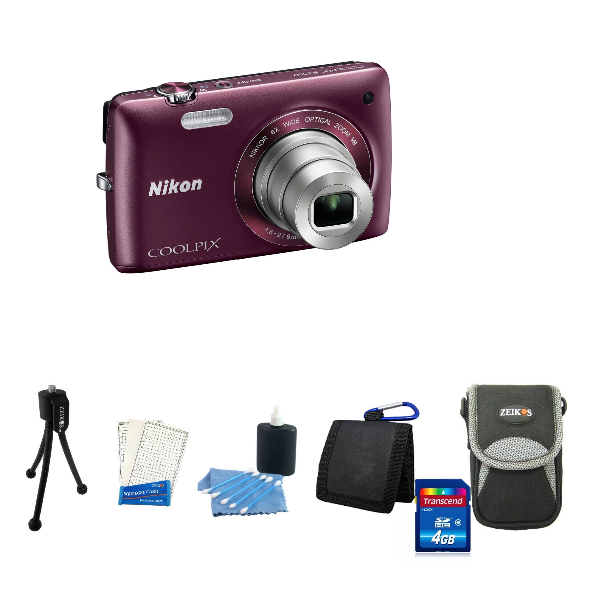 Shop Nikon COOLPIX S4100 14MP Plum Digital Camera with Deluxe Bonus Kit -  Free Shipping Today - Overstock - 7595431