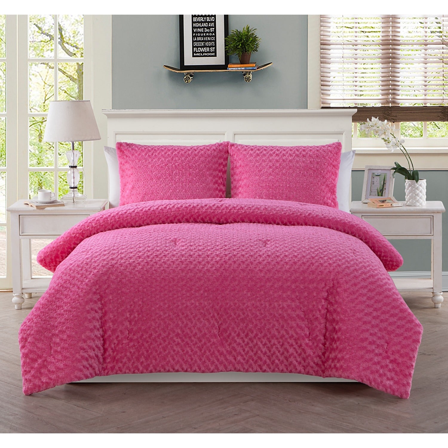 Shop Vcny Rose Fur Comforter Set Ships To Canada Overstock