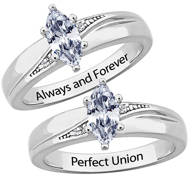 Sterling Silver Cz Diamond Wedding Ring Engraved Always And Sterling Silver Cz Diamond Wedding Ring Engraved Always And Forever Or Perfect Union Free Shipping Today 7617959