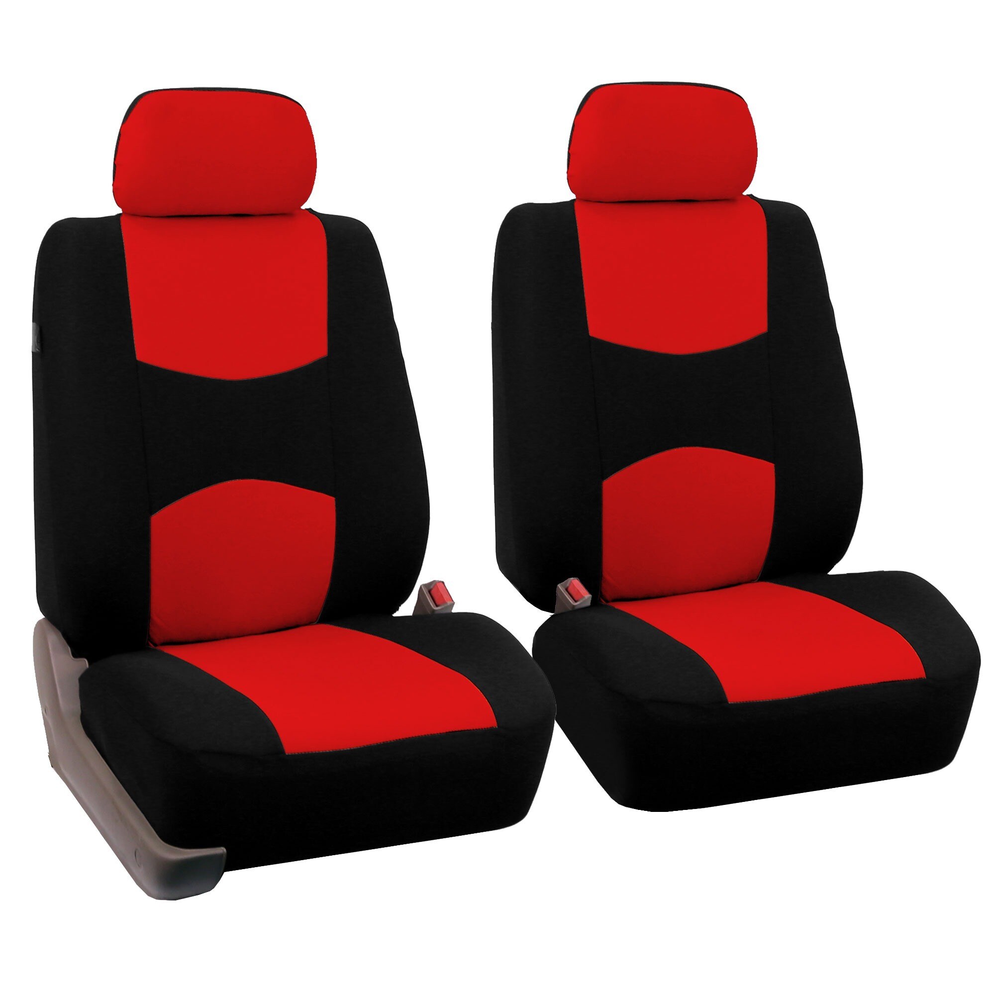 FH Group Red Fabric Full Set Seat Covers Solid Bench For Sedans And SUVs