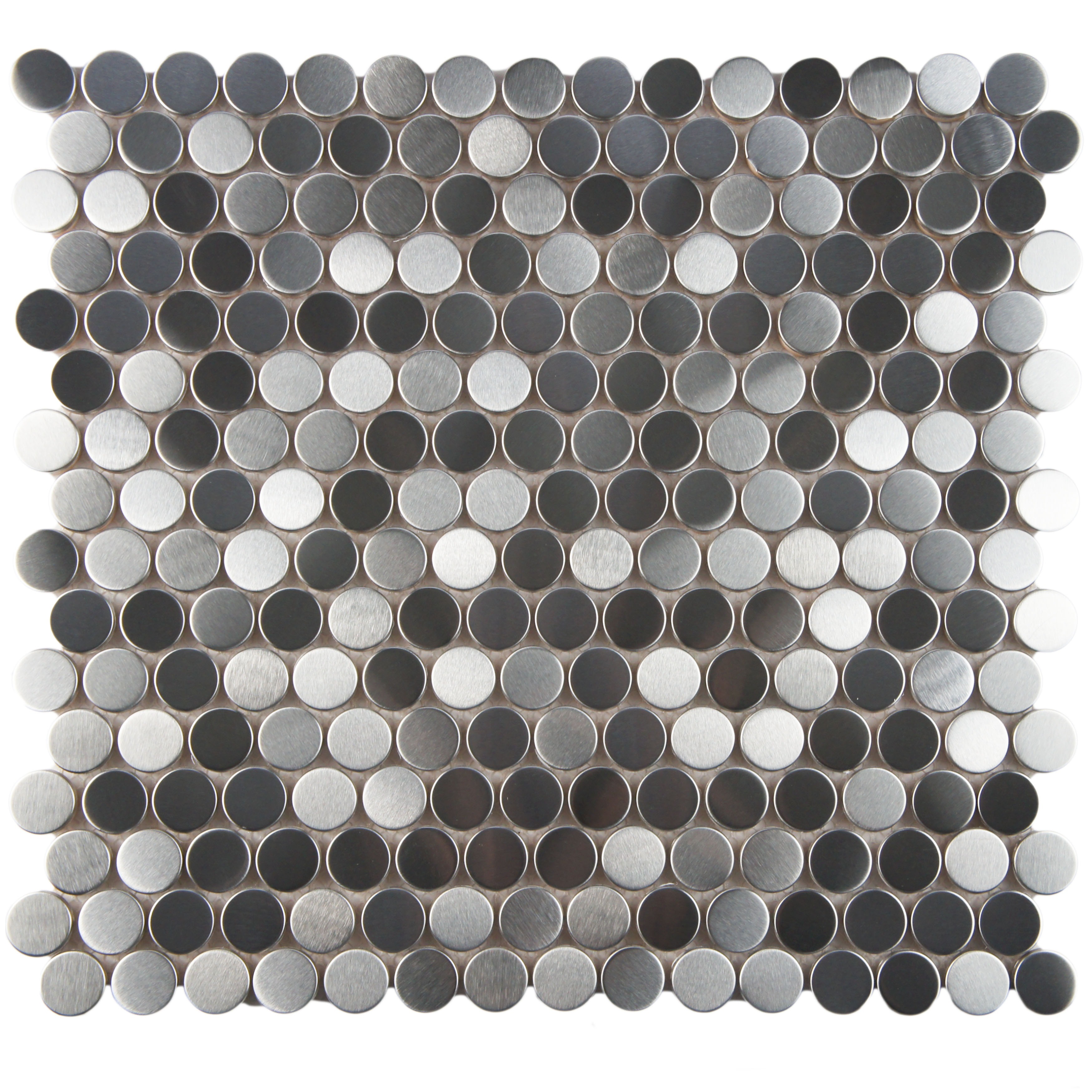 Somertile 11 875x11 875 Inch Chromium Penny Stainless Steel Somertile 11 875x11 875 Inch Chromium Penny Stainless Steel Over Porcelain Mosaic Wall Tile 10 Tiles 9 8 Sqft Free Shipping Today