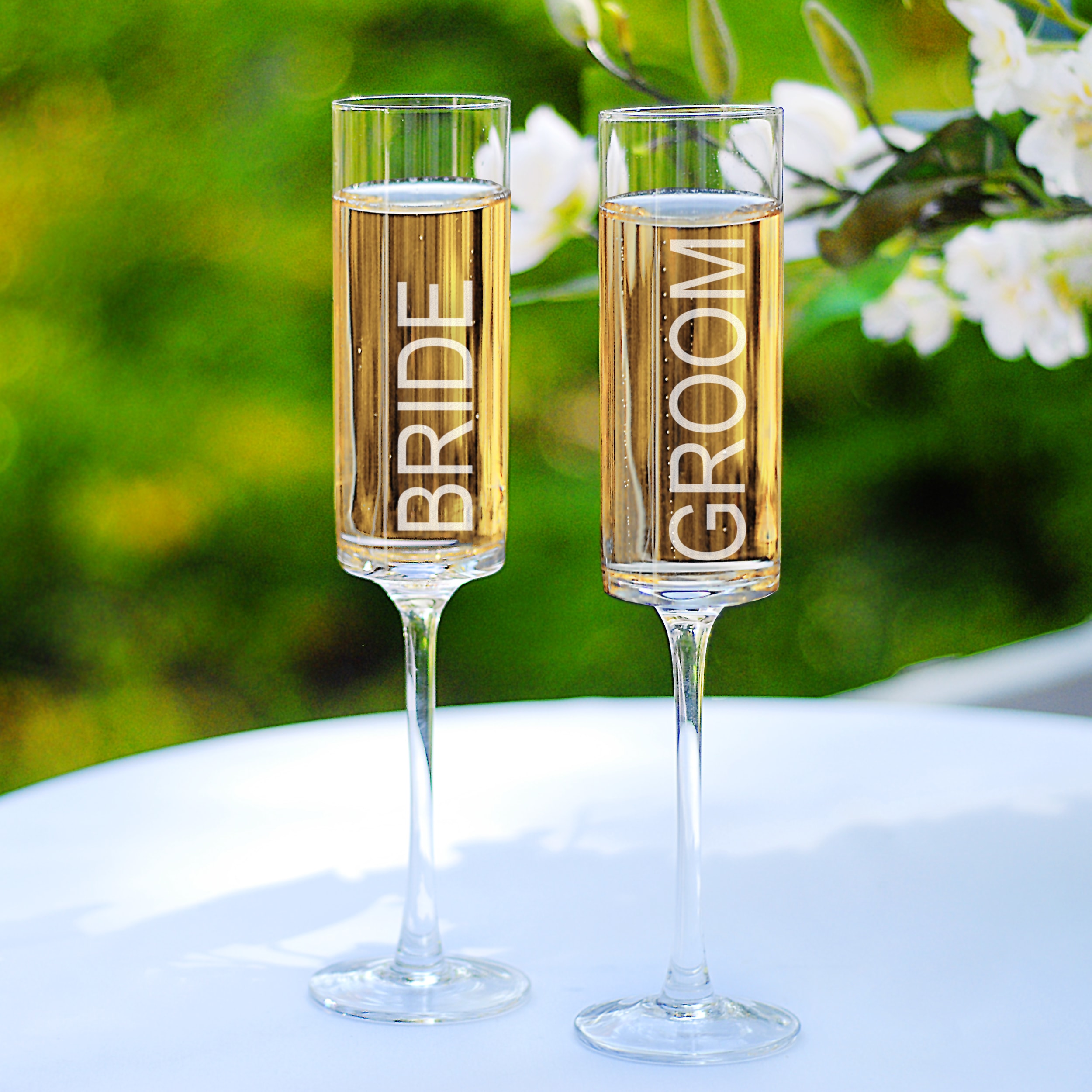 Shop Bride Groom Contemporary Champagne Flutes Overstock 7662447