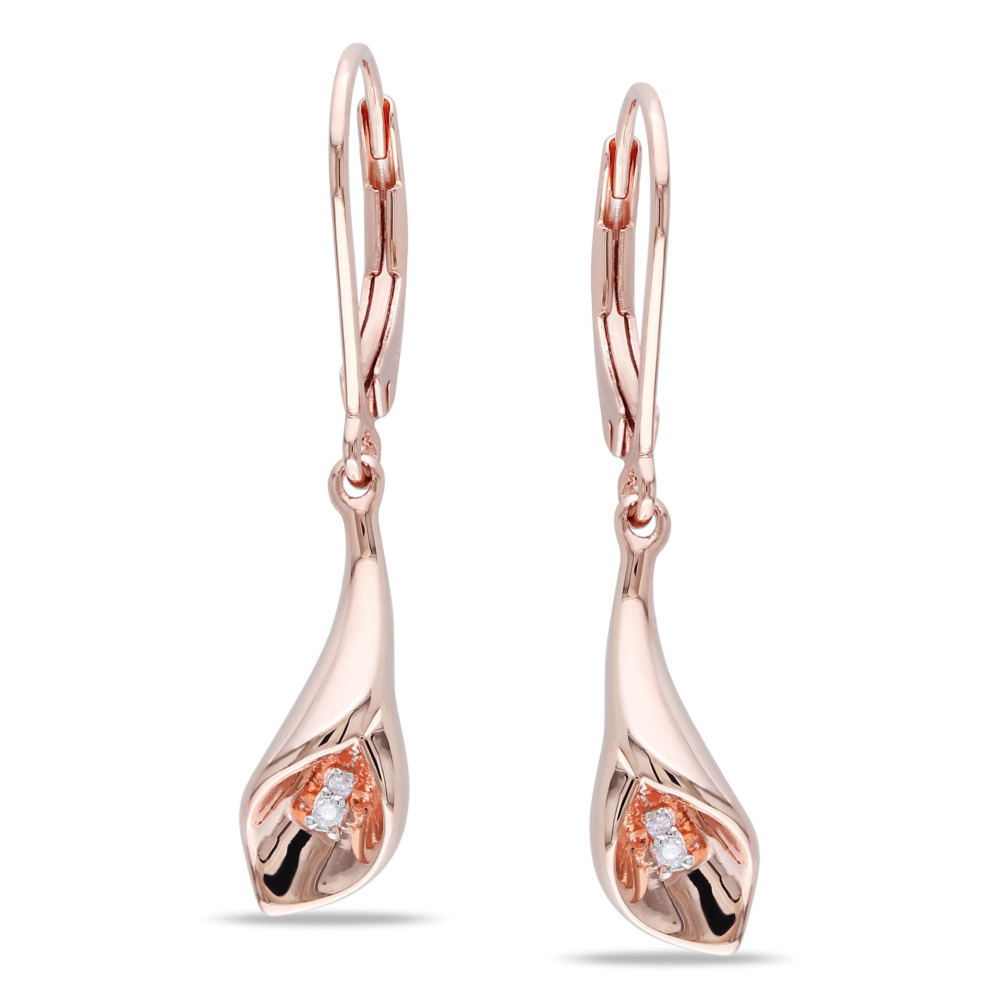 Miadora Sterling Silver Diamond Accent Calla Lily Fl Drop Miadora Sterling Silver Diamond Accent Calla Lily Fl Drop Leverback Earrings On Free Shipping Today 7711858
