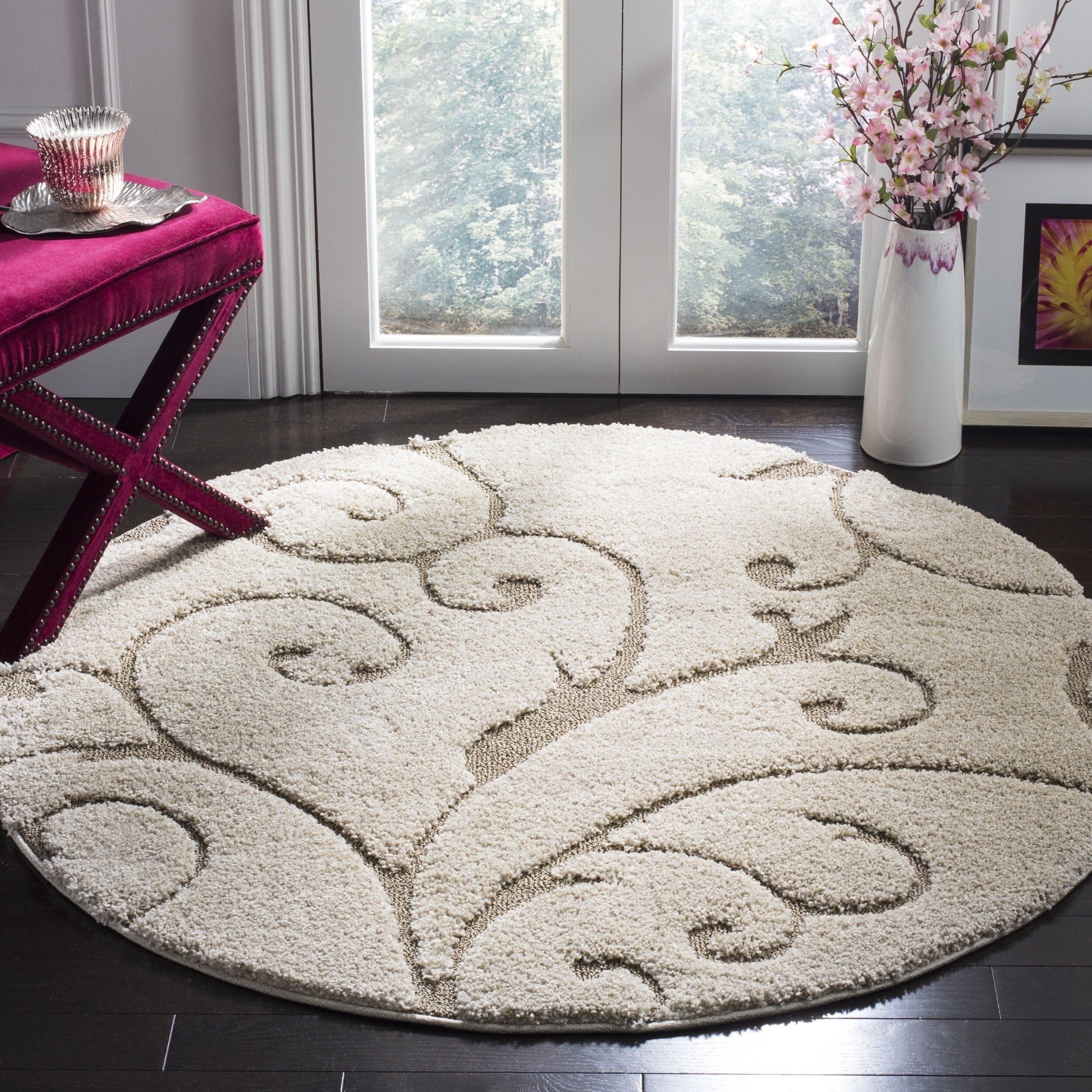 Shop Safavieh Florida Shag Scrollwork Elegance Cream Beige Rug 8