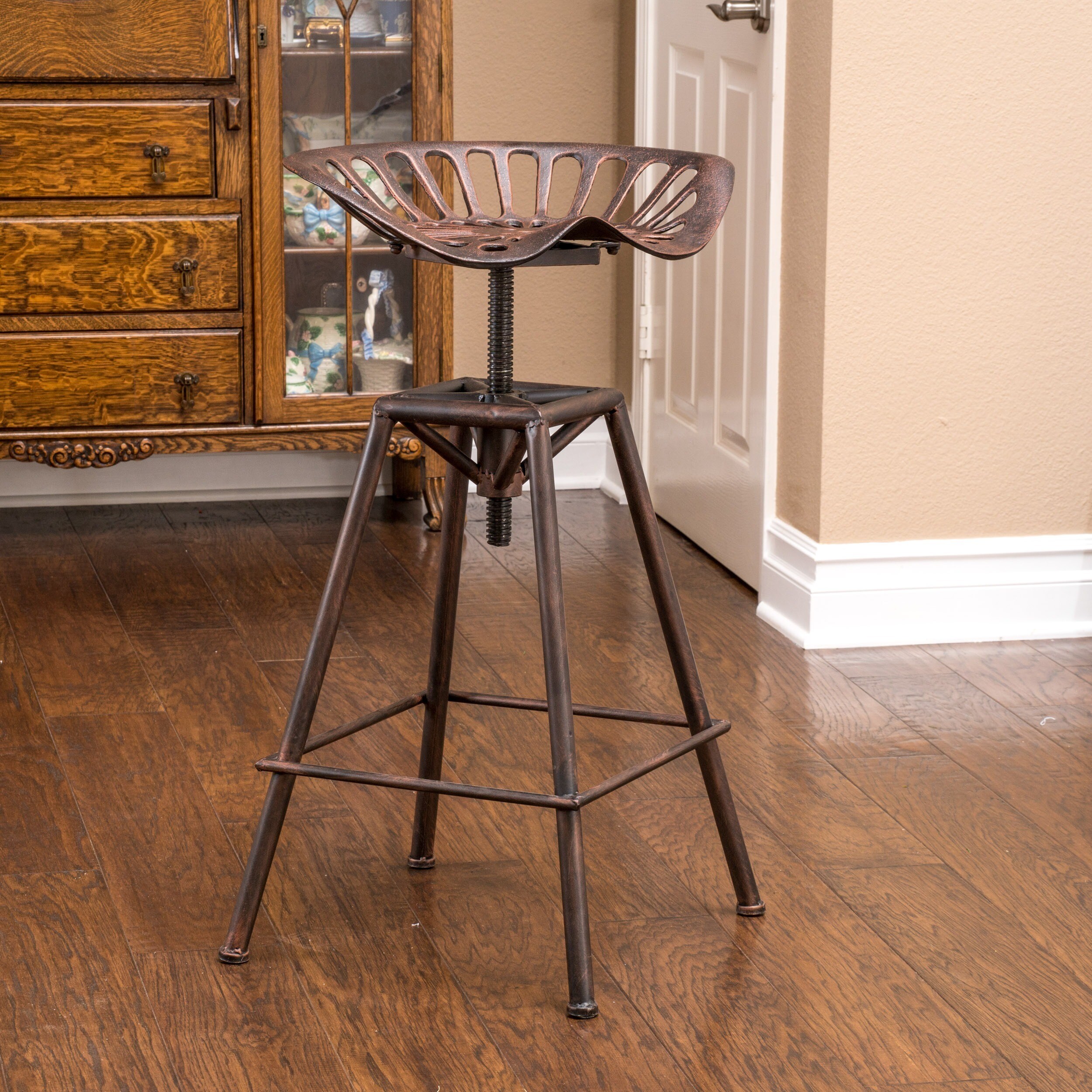 Iron Saddle Copper Barstool chapman 28 inch iron saddle copper barstool by christopher knight home