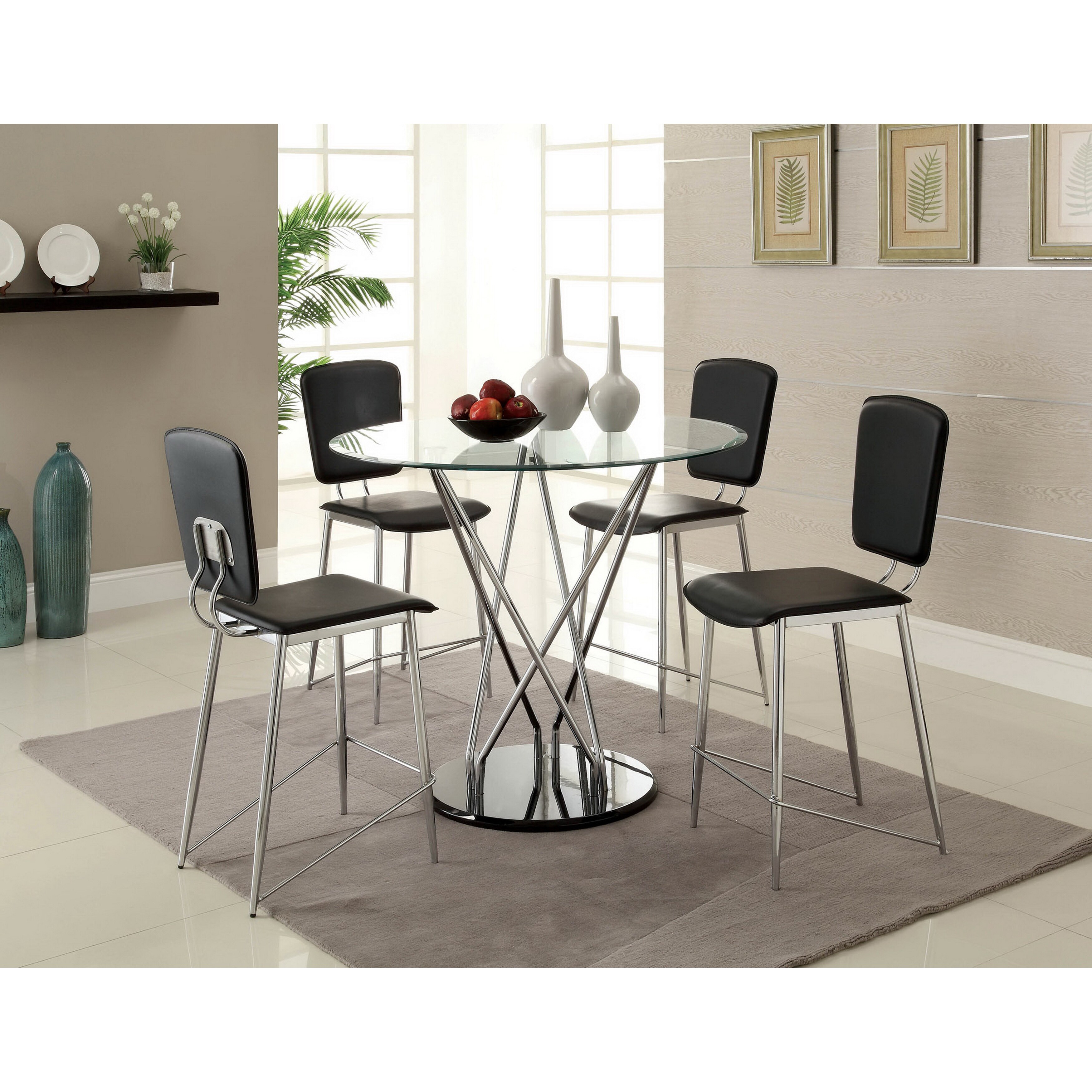 Furniture Of America Koco Martin Black Counter Dining Chairs Set Of 2