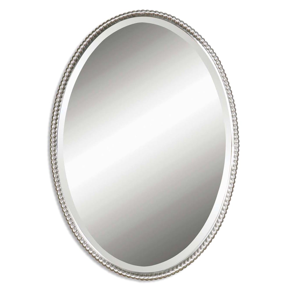 shop uttermost sherise brushed nickel oval mirror - brushed nickel